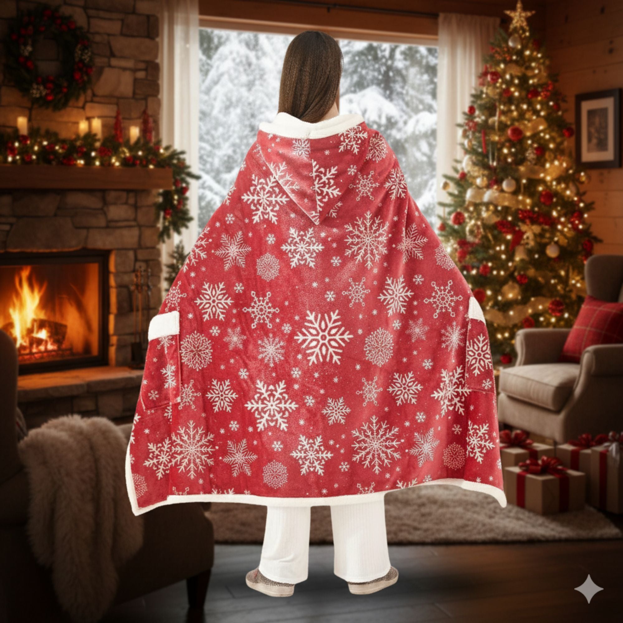 1-Pack Standard Size Hooded Sherpa Throw Blanket – 100% EF-Velboa Micro Polyester, Buttery Soft & Luxuriously Thick Loft, Supportive Warmth for Relaxing Comfort