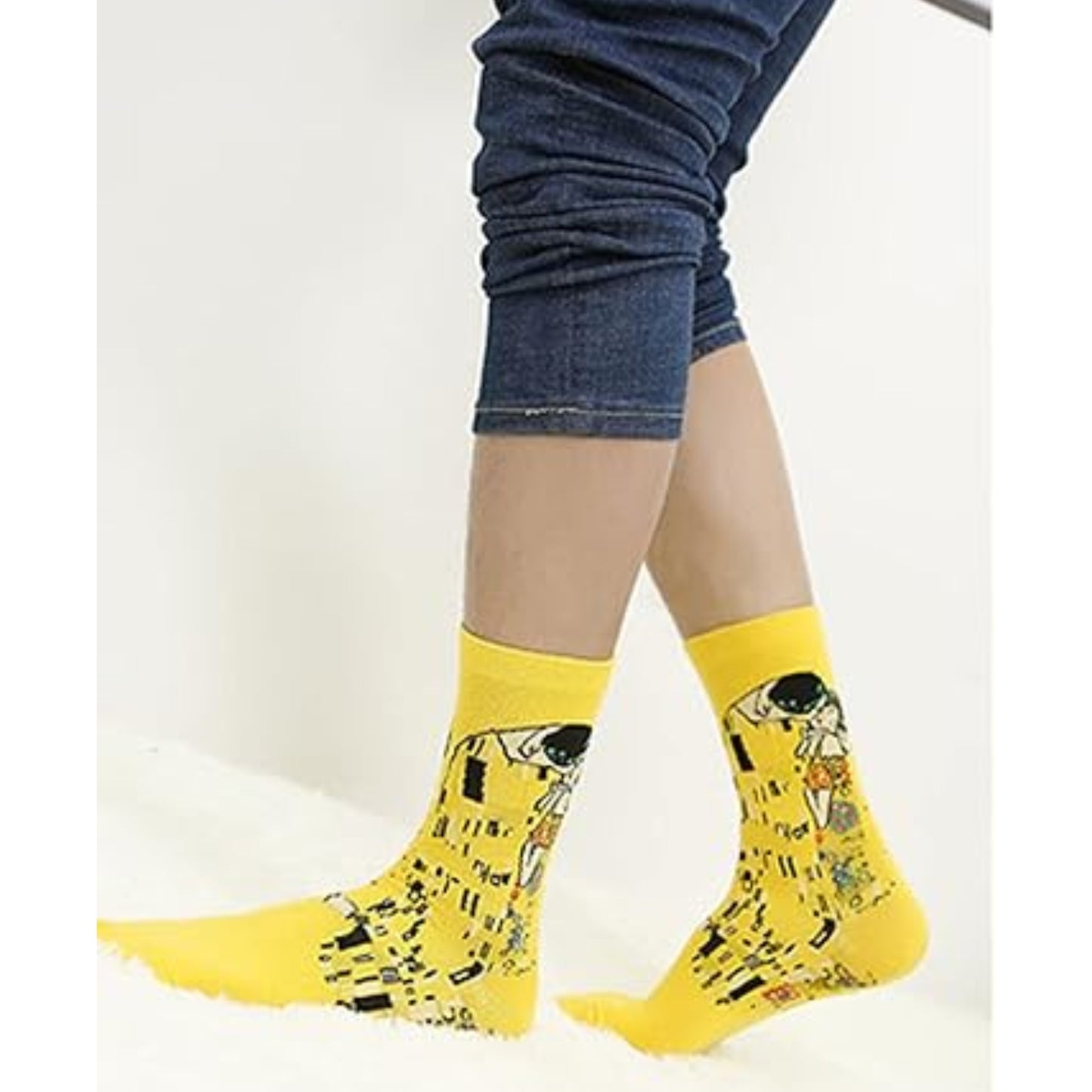 3-Pack Novelty Socks Fun & Famous Art Paintings Calf-Length Socks