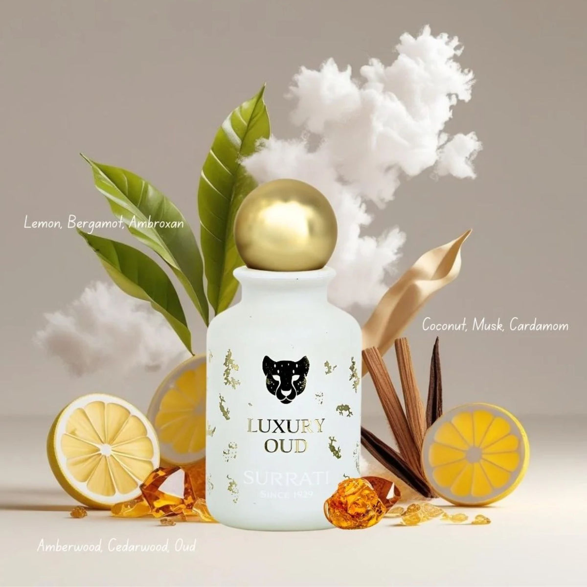 Surrati Luxury Oud 3.4 FL.OZ Perfume for Men and Women - Glass Spray Bottle Rich Oud Long-Lasting Unisex Arabian Perfume