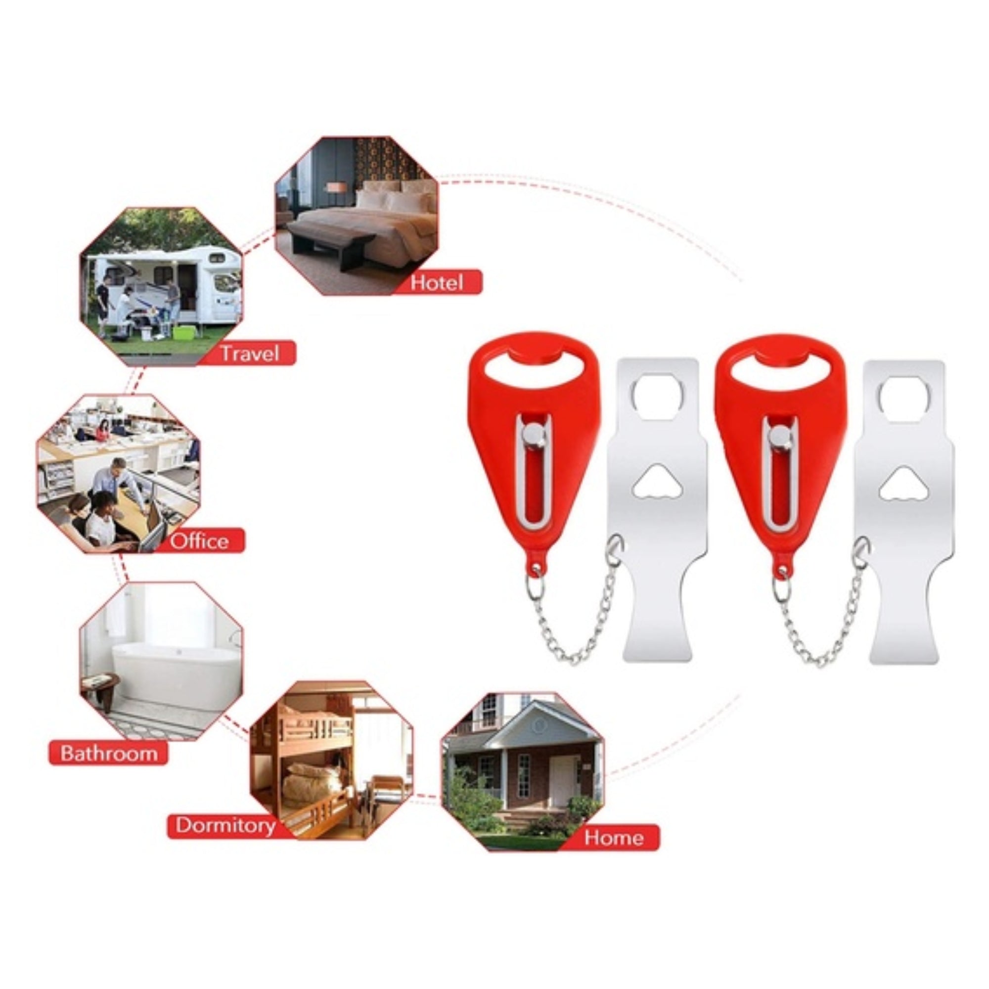 2-Pack Portable Door Lock Set – Heavy-Duty Steel Travel Safety Lock for Home, Hotel, Apartment & School Dorm – Easy Install Extra Security Device