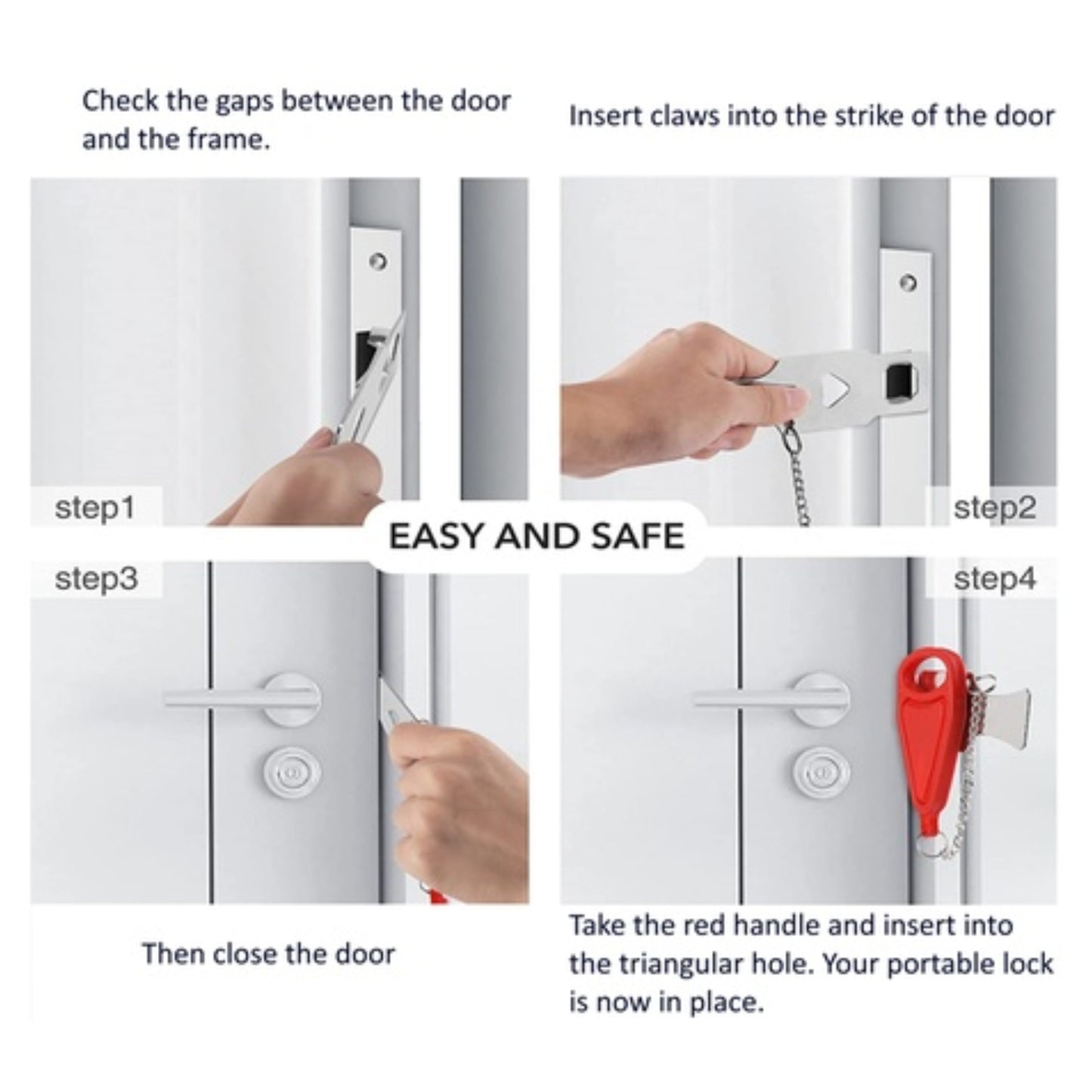 2-Pack Portable Door Lock Set – Heavy-Duty Steel Travel Safety Lock for Home, Hotel, Apartment & School Dorm – Easy Install Extra Security Device