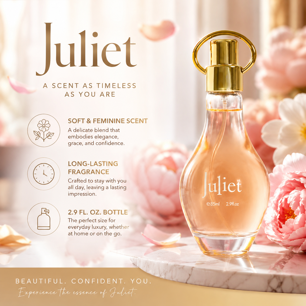 Juliet Perfume for Women 2.9 Fl. Oz. Eau De Parfum Natural Spray Luxury Floral Perfume Soft and Charming Scent for All Seasons & Special Events