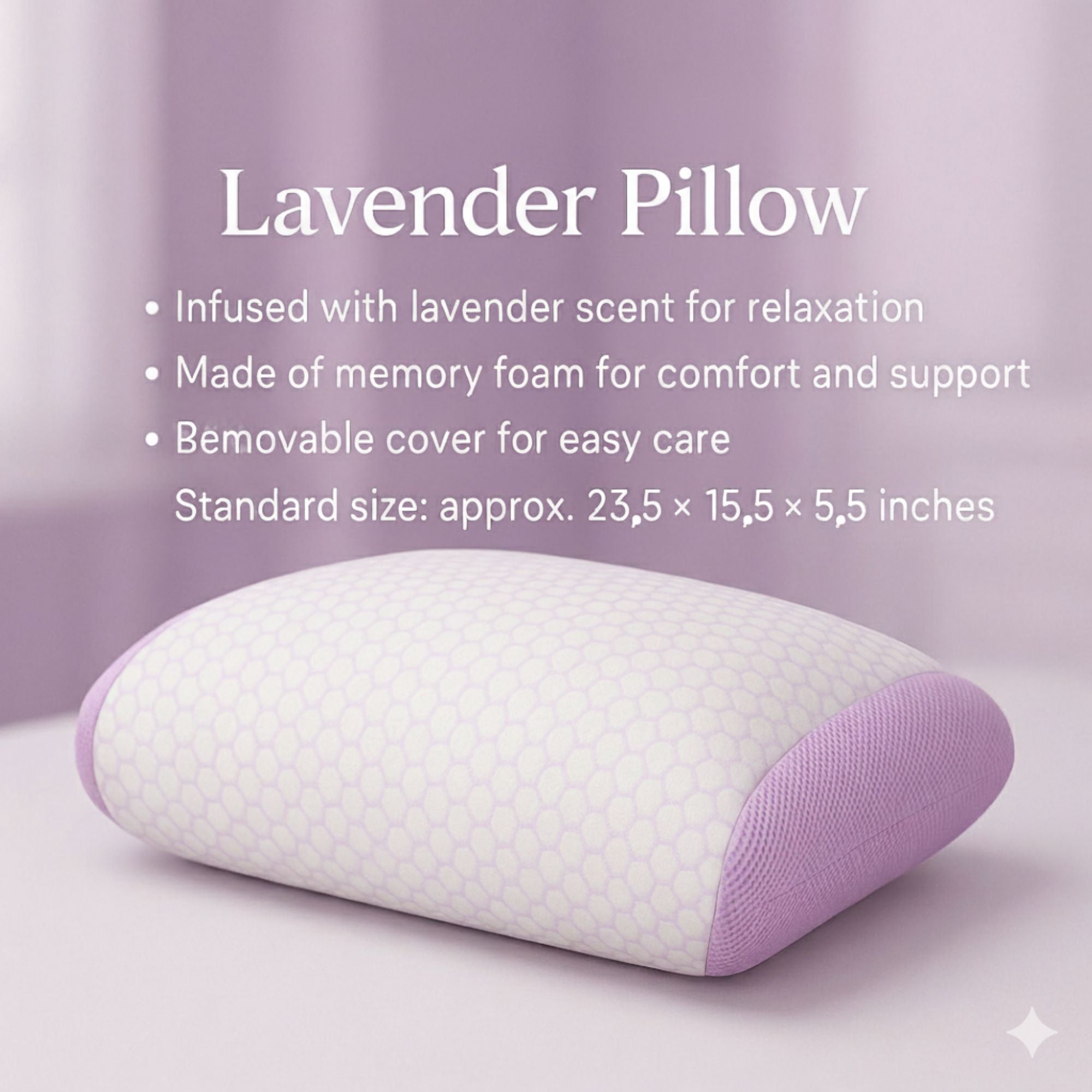1-Pack Standard Size Memory Foam Pillow with Removable Cover – Supportive, Comfortable & Breathable for Better Sleep