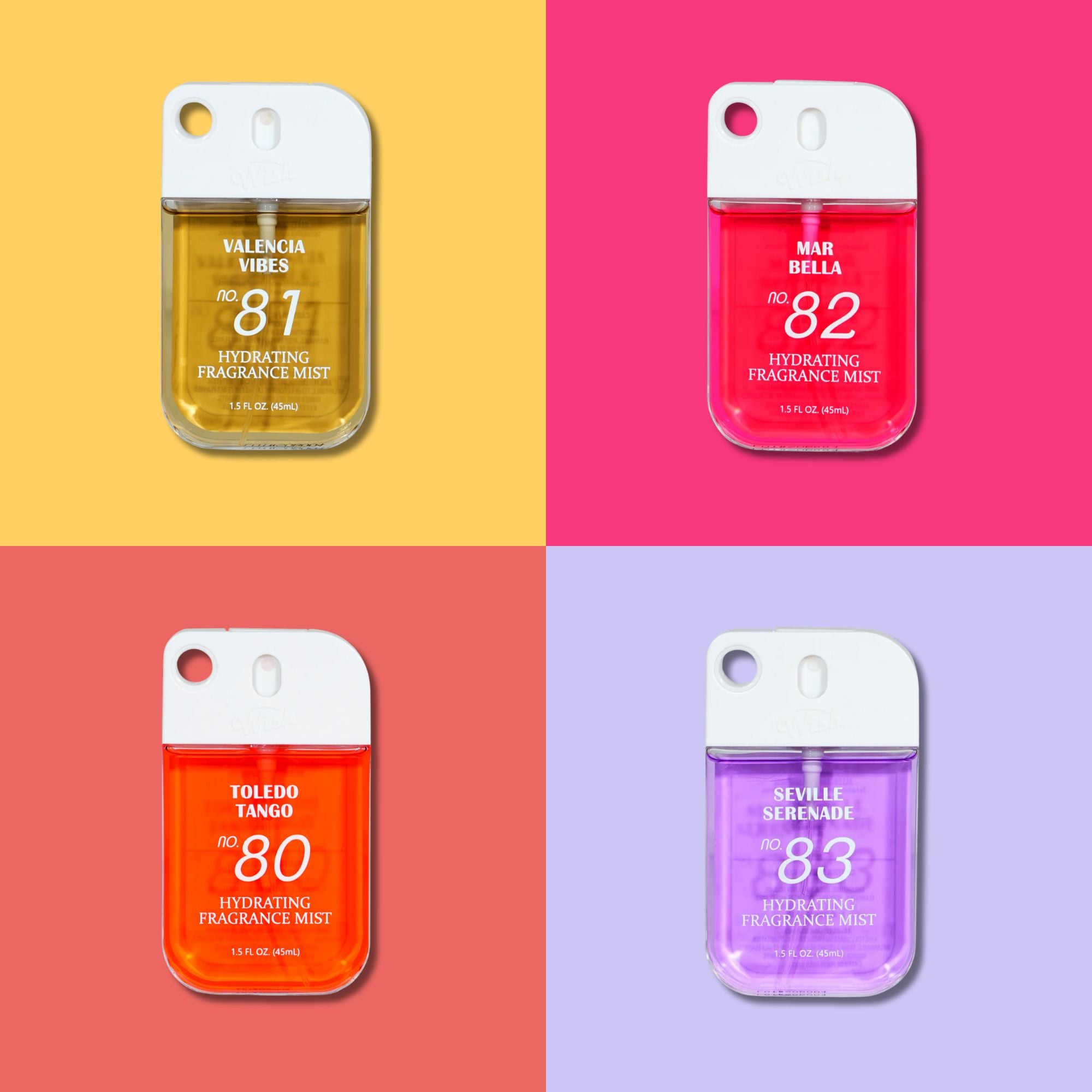 4-Pack Hydrating Fragrance Mist Set 1.5 FL.OZ (45ml) | Refreshing Body & Hair Spritz | Lightweight & Long-Lasting Scent | Perfect for Daily Use