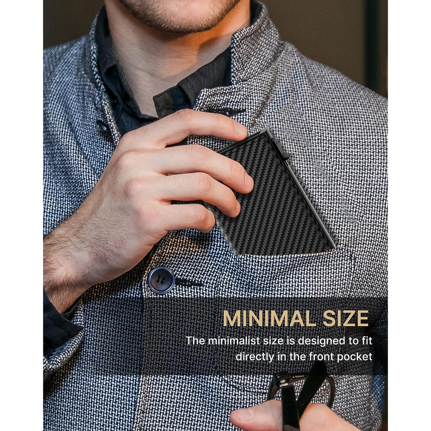 Carbon Fiber RFID Blocking Pop Up Aluminum Case Card Holder