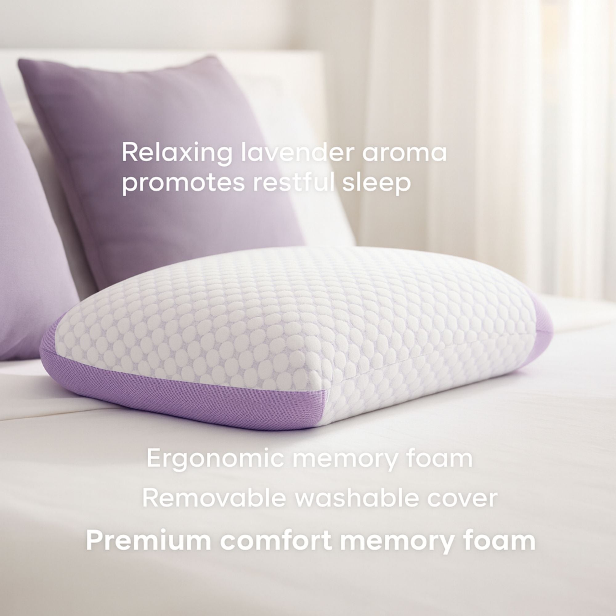 1-Pack Standard Size Memory Foam Pillow with Removable Cover – Supportive, Comfortable & Breathable for Better Sleep