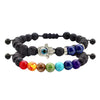 Set of 2: Lava Stone Chakra and Evil Eye Bracelet with Optional Essential Oils