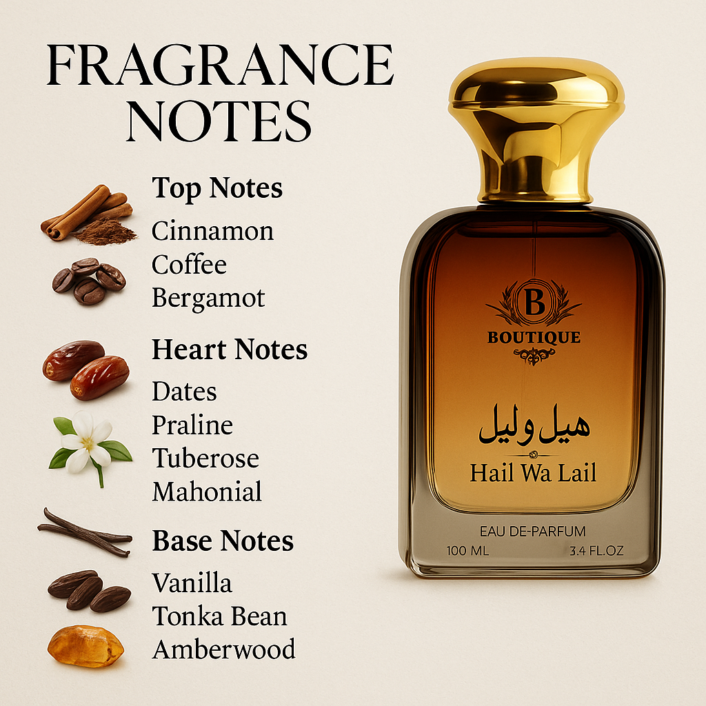 Boutique Hail Wa Lail Coffee 3.4 FL.OZ Perfume – Rich Coffee-Infused Fragrance with Long-Lasting Scent for Daily Wear & Gifting