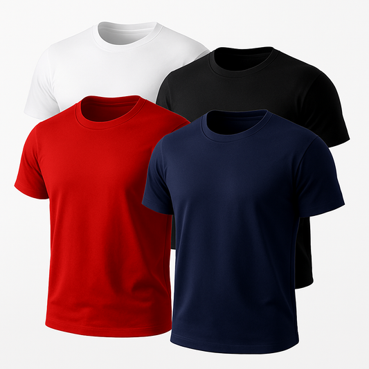 4-Pack Classic Plain T-Shirts Soft Comfortable Everyday Wear