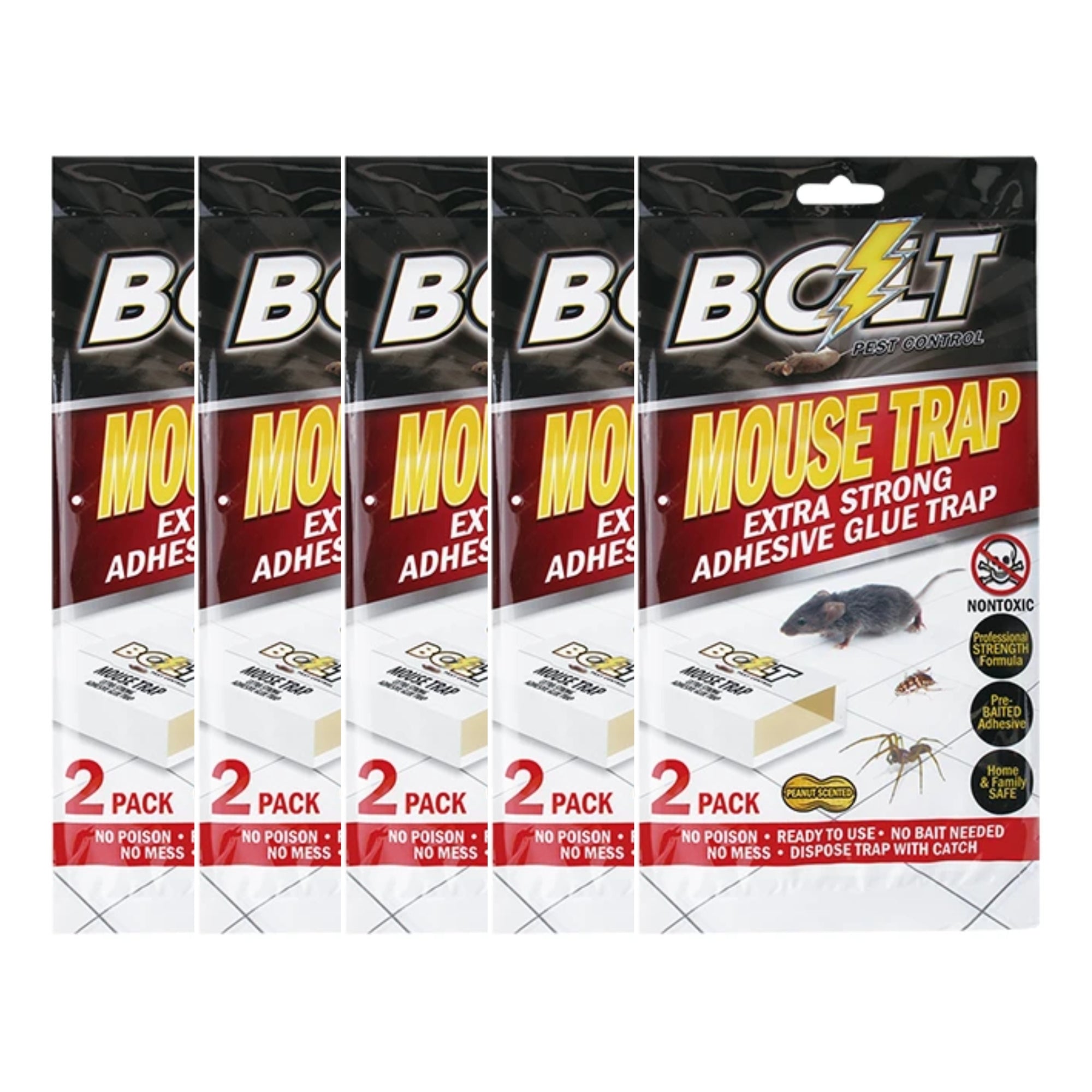 10-Pack Bolt Mouse Trap with Extra Strong Adhesive Glue