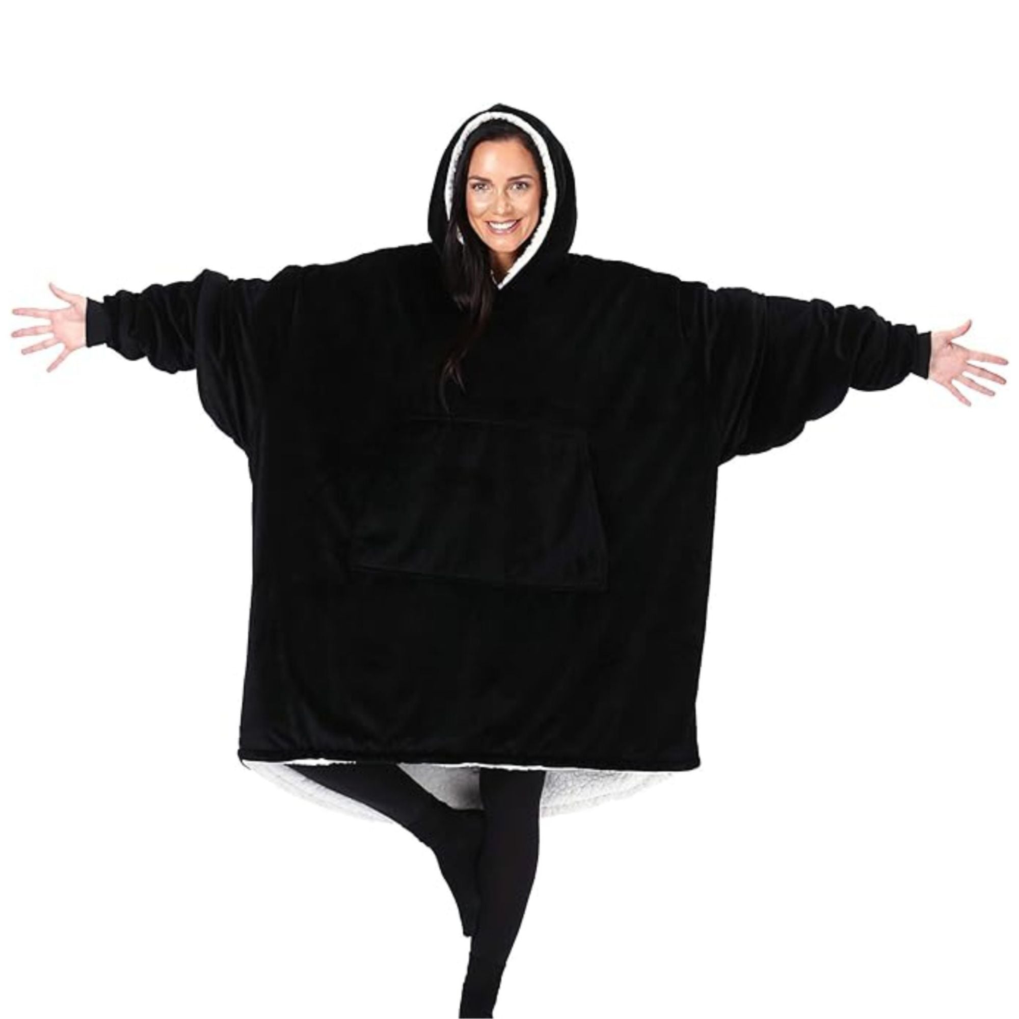 Sherpa Wearable Blankets – Cozy, Warm & Soft Oversized Fleece Hoodie Blanket with Pockets for Adults & Teens, Plush Comfy Sweatshirt for Lounging & Winter Comfort