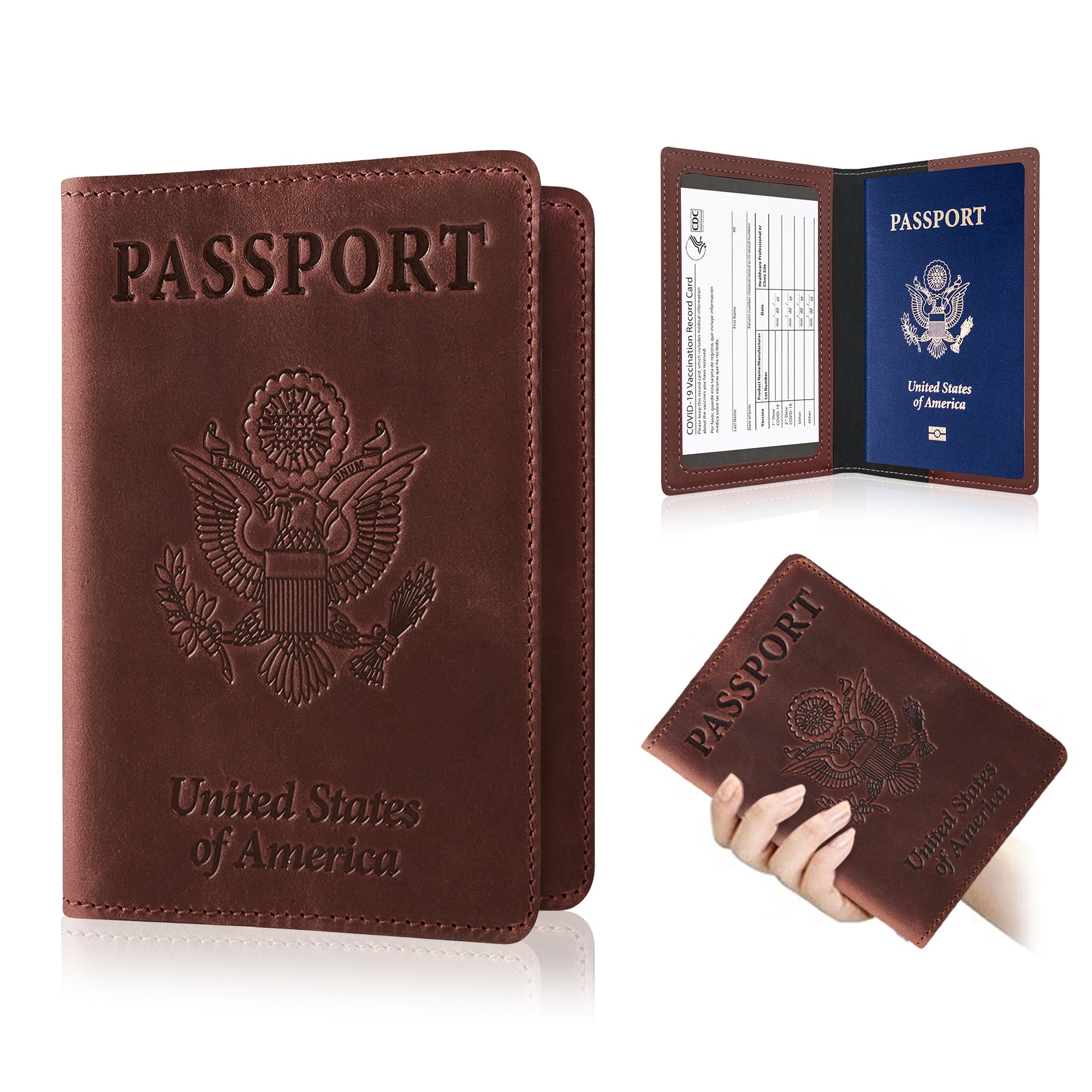 Ciana PU Leather Passport Cover and Card Holder Combo Slim Passport Holder with Card Protector Slot