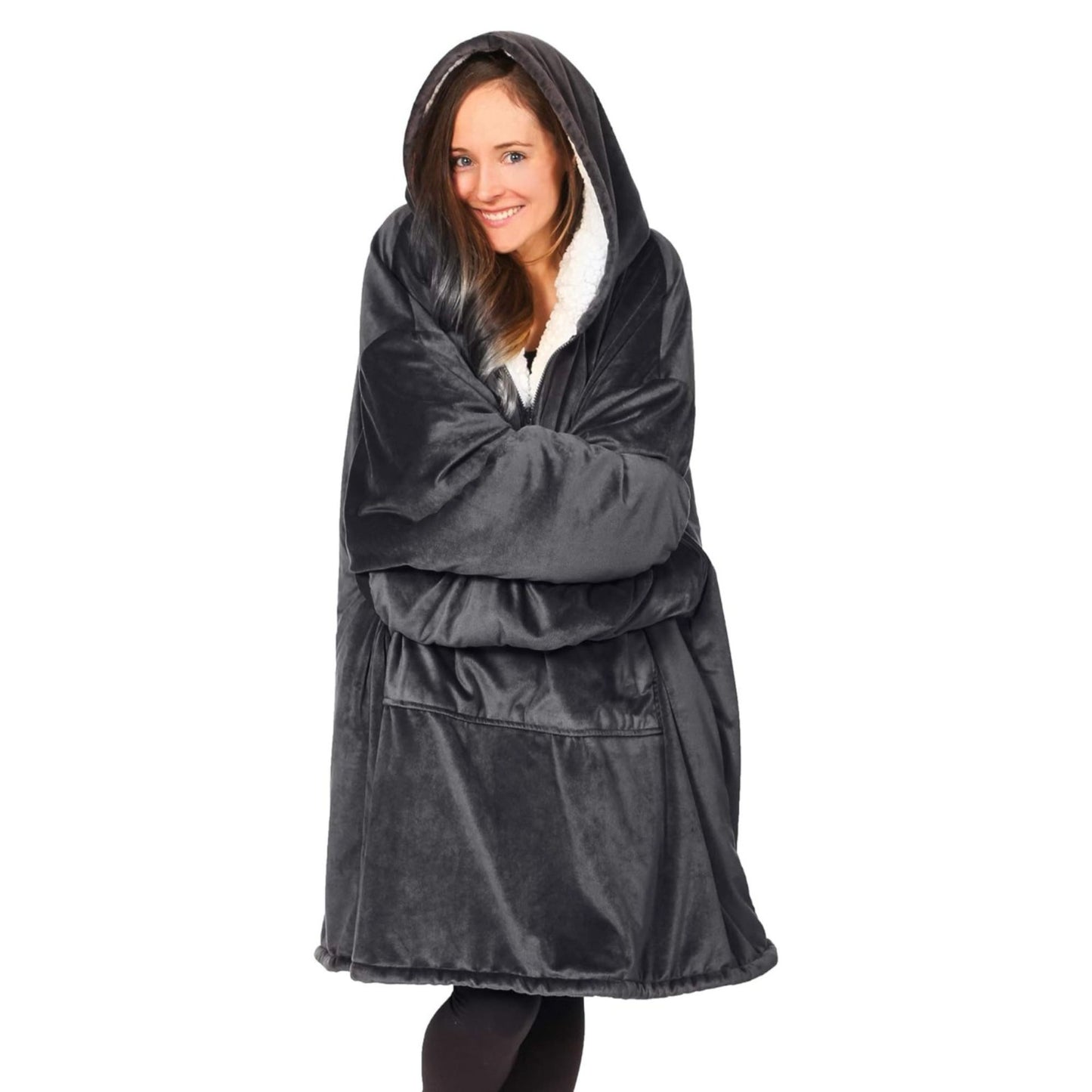 Sherpa Wearable Blankets – Cozy, Warm & Soft Oversized Fleece Hoodie Blanket with Pockets for Adults & Teens, Plush Comfy Sweatshirt for Lounging & Winter Comfort