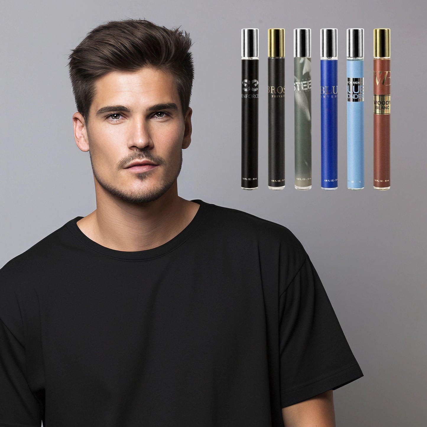 6-Pack Travel Size Men's Assorted Fragrance Set – 1.18 FL Oz Each – Long-Lasting Scent Collection for Confidence On-the-Go