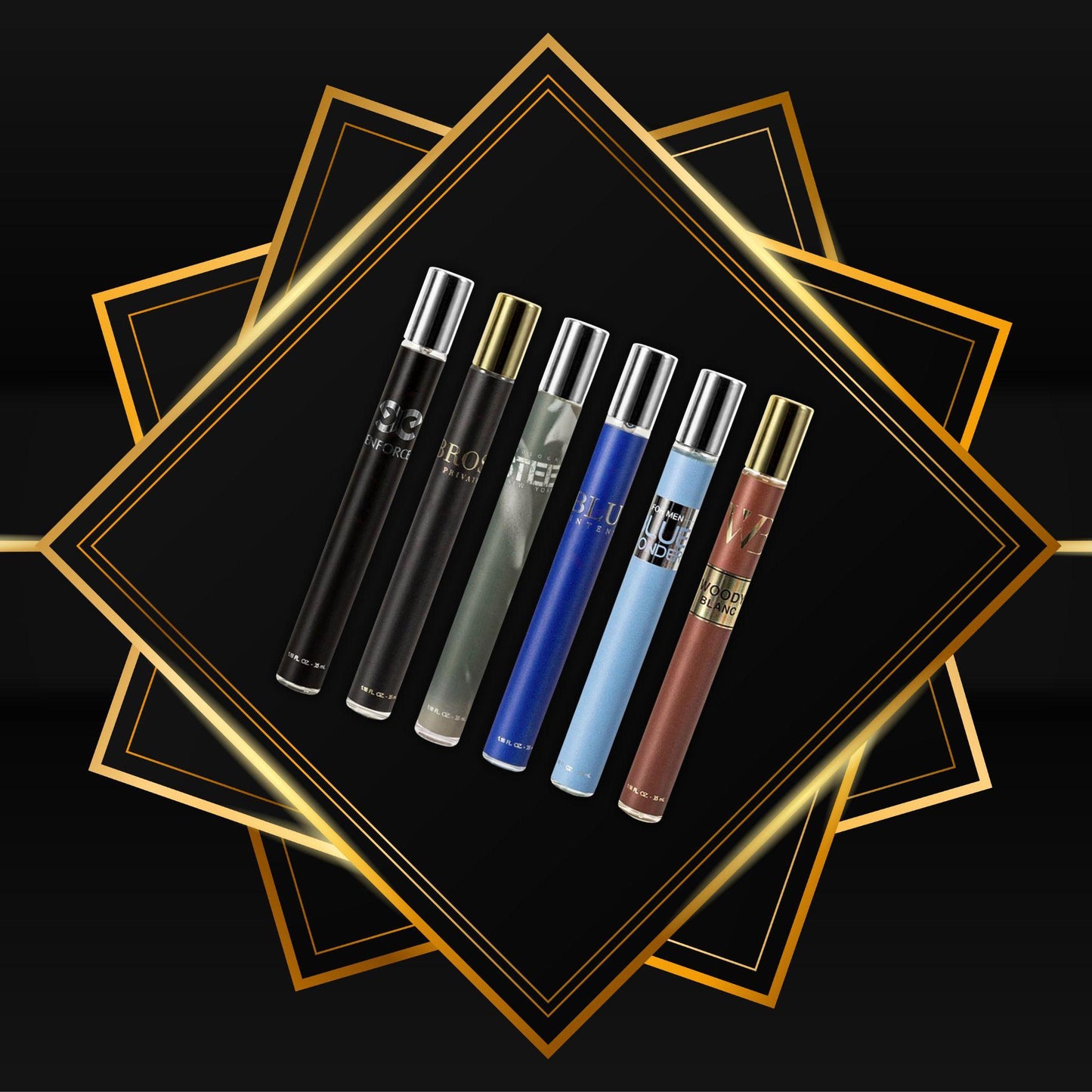 6-Pack Travel Size Men's Assorted Fragrance Set – 1.18 FL Oz Each – Long-Lasting Scent Collection for Confidence On-the-Go