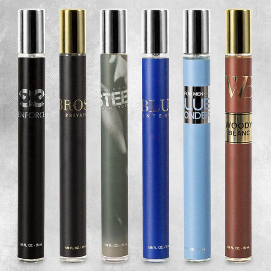 6-Pack Travel Size Men's Assorted Fragrance Set – 1.18 FL Oz Each – Long-Lasting Scent Collection for Confidence On-the-Go