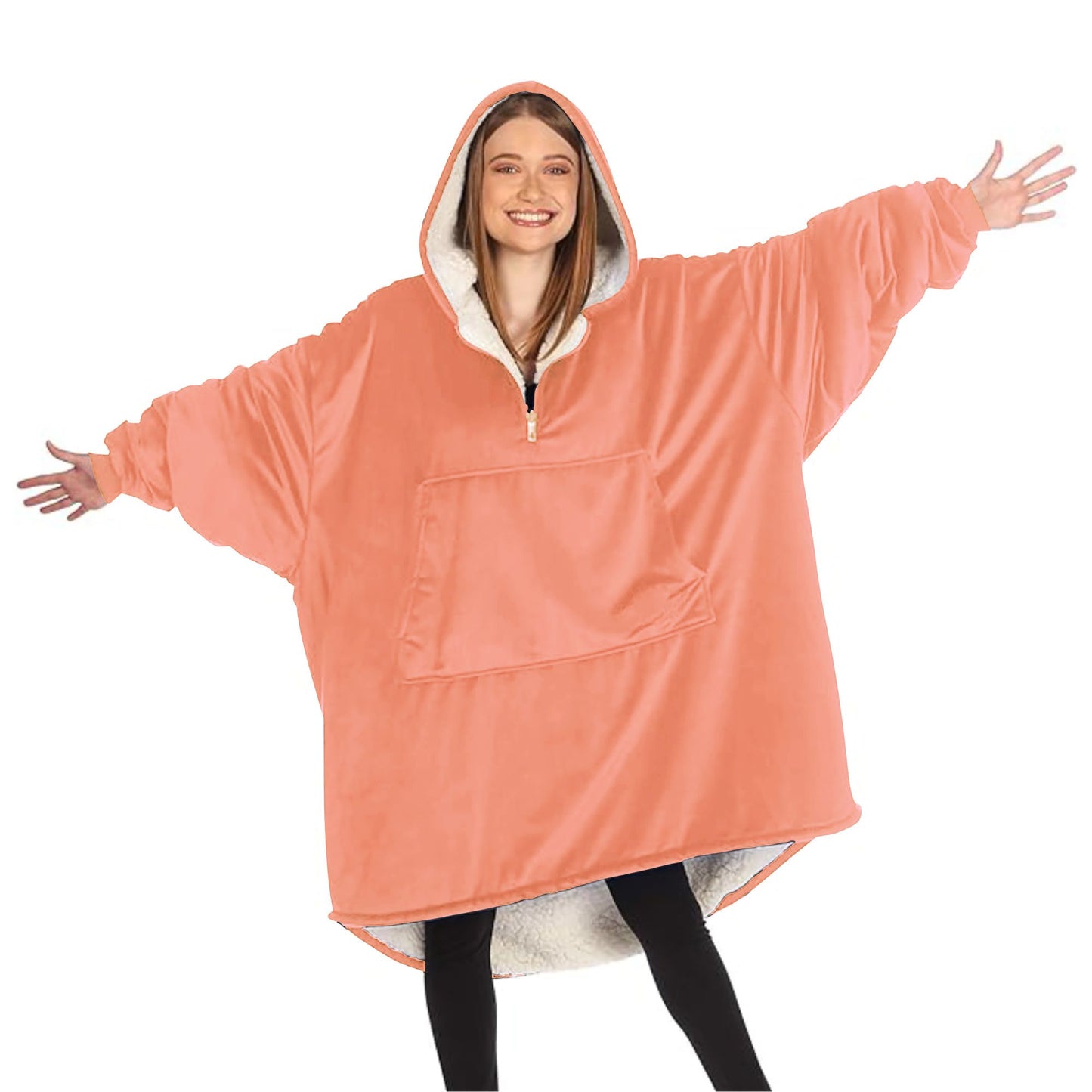 Sherpa Wearable Blankets – Cozy, Warm & Soft Oversized Fleece Hoodie Blanket with Pockets for Adults & Teens, Plush Comfy Sweatshirt for Lounging & Winter Comfort