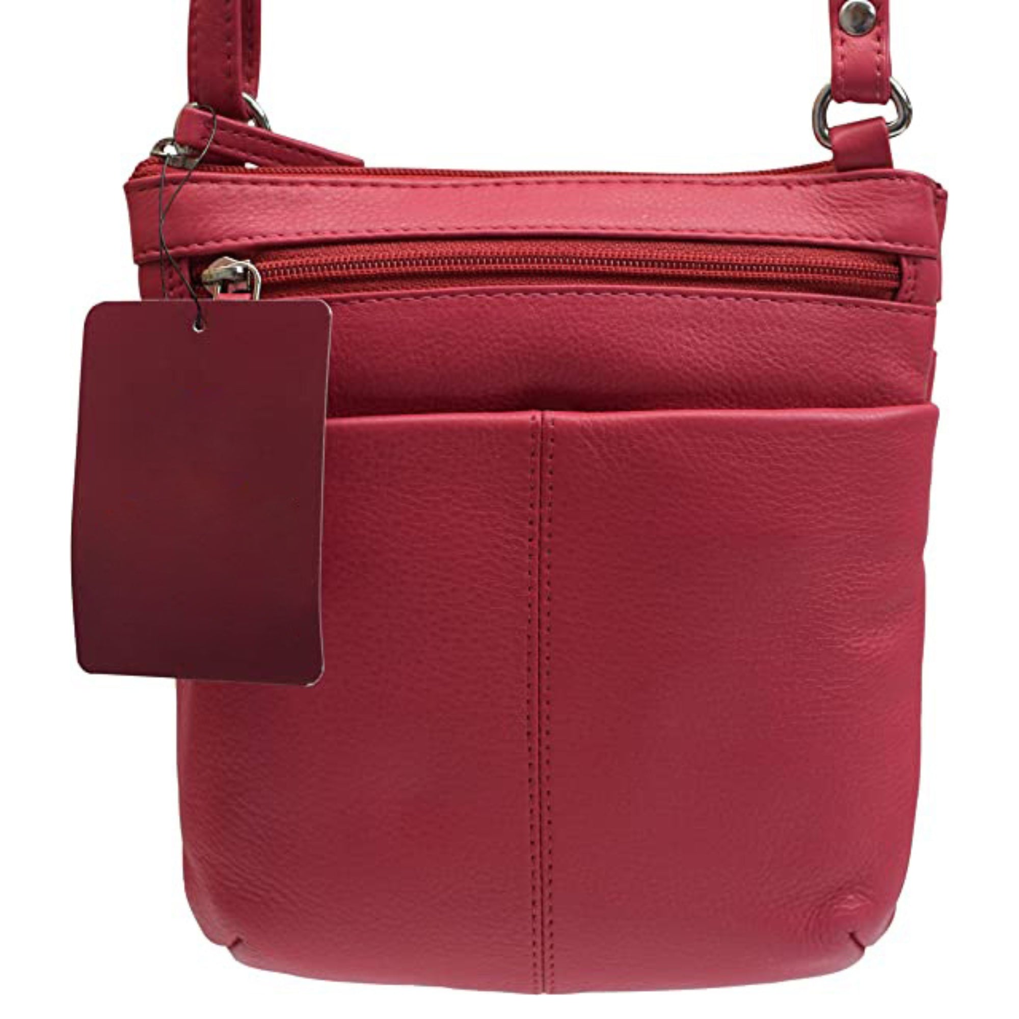 Genuine Leather Crossbody Bag with Zipper Closure for Women
