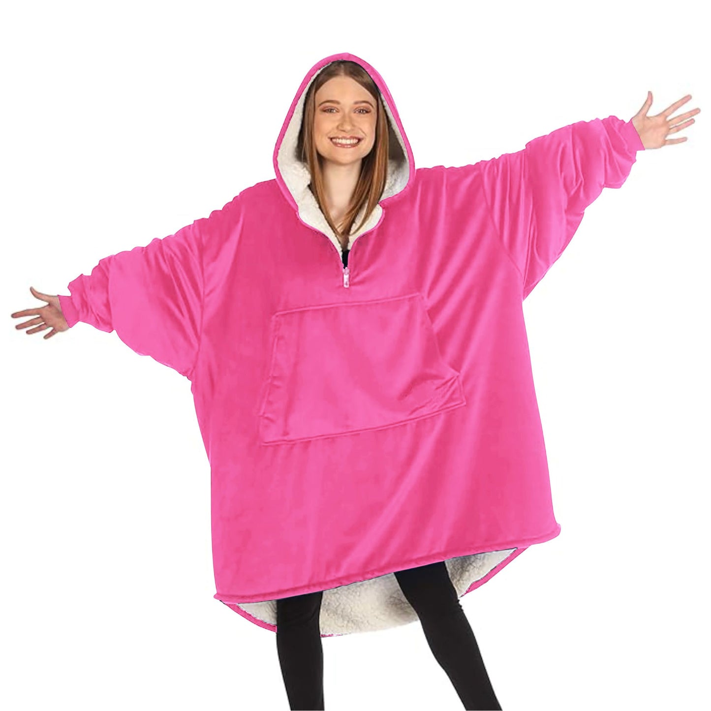 Sherpa Wearable Blankets – Cozy, Warm & Soft Oversized Fleece Hoodie Blanket with Pockets for Adults & Teens, Plush Comfy Sweatshirt for Lounging & Winter Comfort