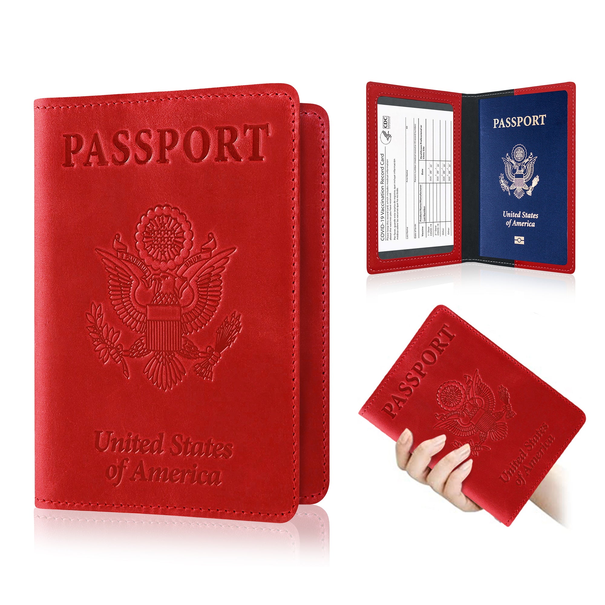 Ciana PU Leather Passport Cover and Card Holder Combo Slim Passport Holder with Card Protector Slot