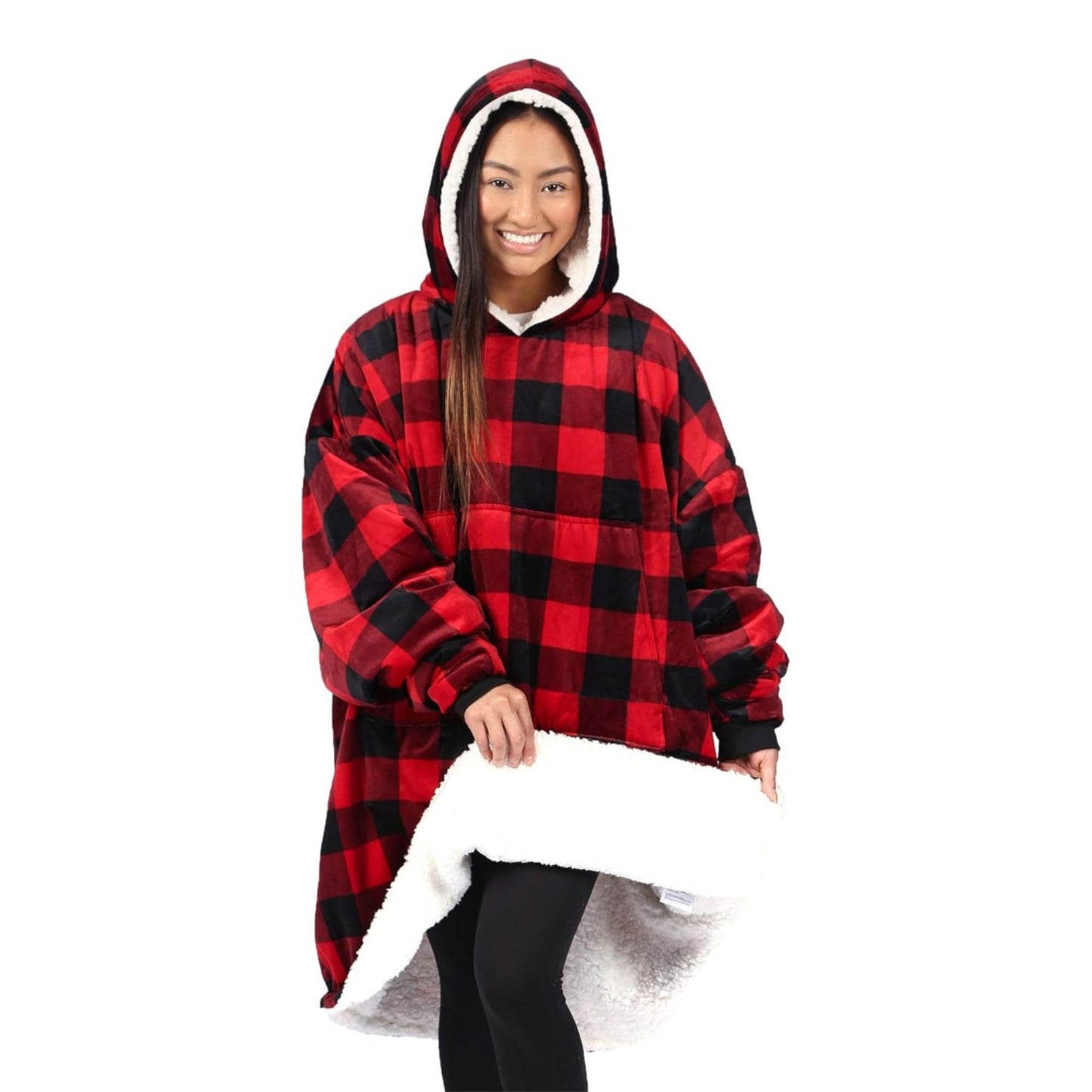 Sherpa Wearable Blankets – Cozy, Warm & Soft Oversized Fleece Hoodie Blanket with Pockets for Adults & Teens, Plush Comfy Sweatshirt for Lounging & Winter Comfort