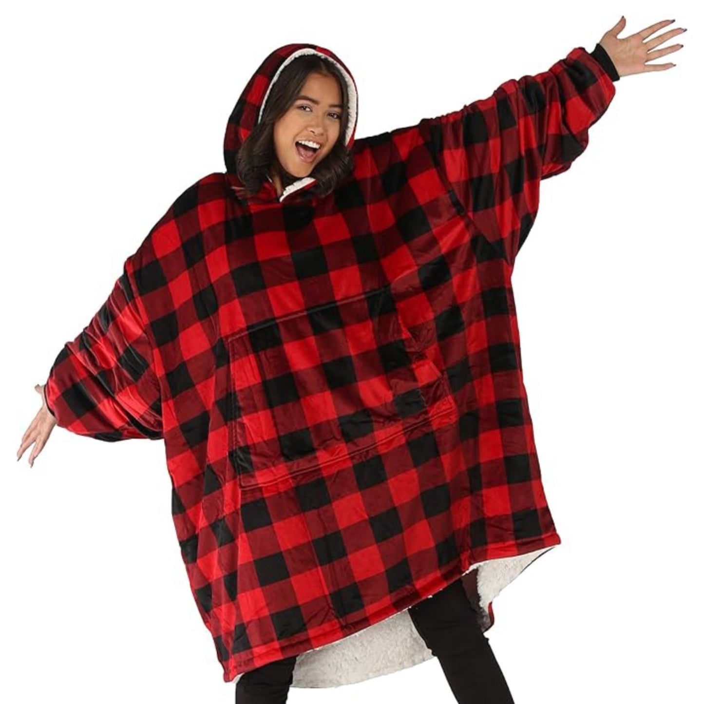 Sherpa Wearable Blankets – Cozy, Warm & Soft Oversized Fleece Hoodie Blanket with Pockets for Adults & Teens, Plush Comfy Sweatshirt for Lounging & Winter Comfort