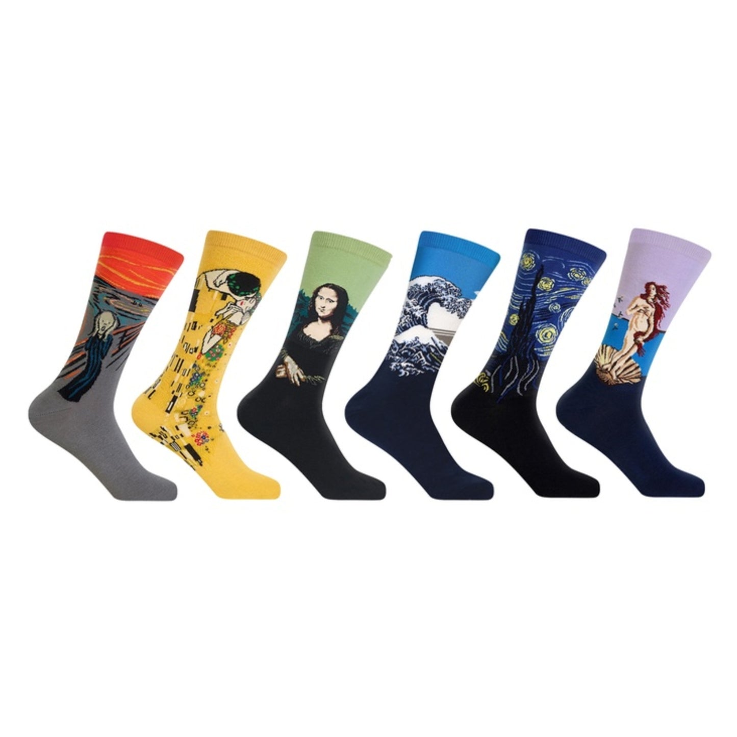 3-Pack Novelty Socks Fun & Famous Art Paintings Calf-Length Socks