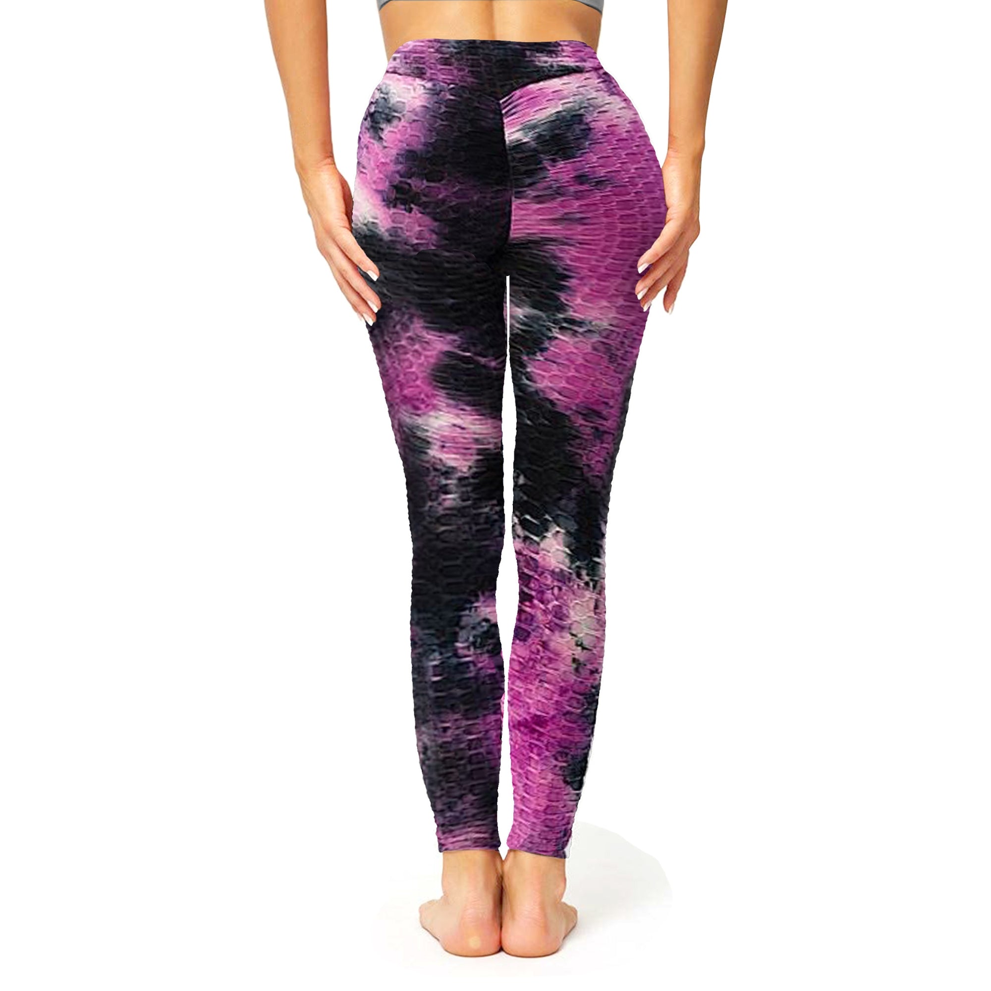 Women's Honey Comb Tie Dye Leggings for Tummy Control & Yoga