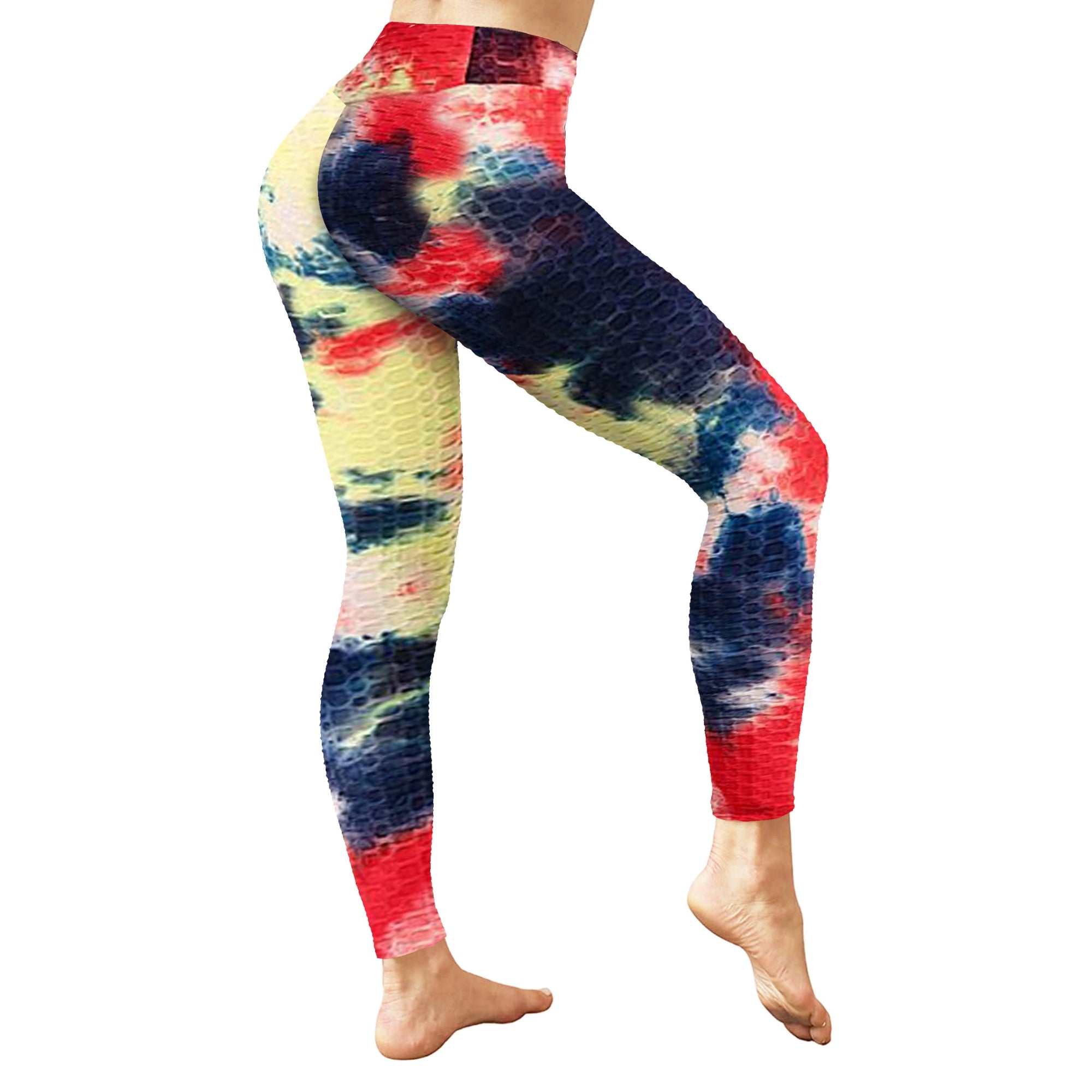 Women's Honey Comb Tie Dye Leggings for Tummy Control & Yoga