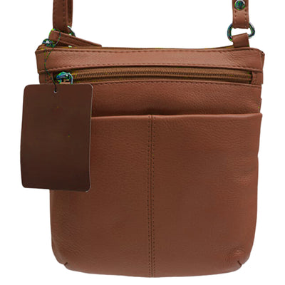 Genuine Leather Crossbody Bag with Zipper Closure for Women