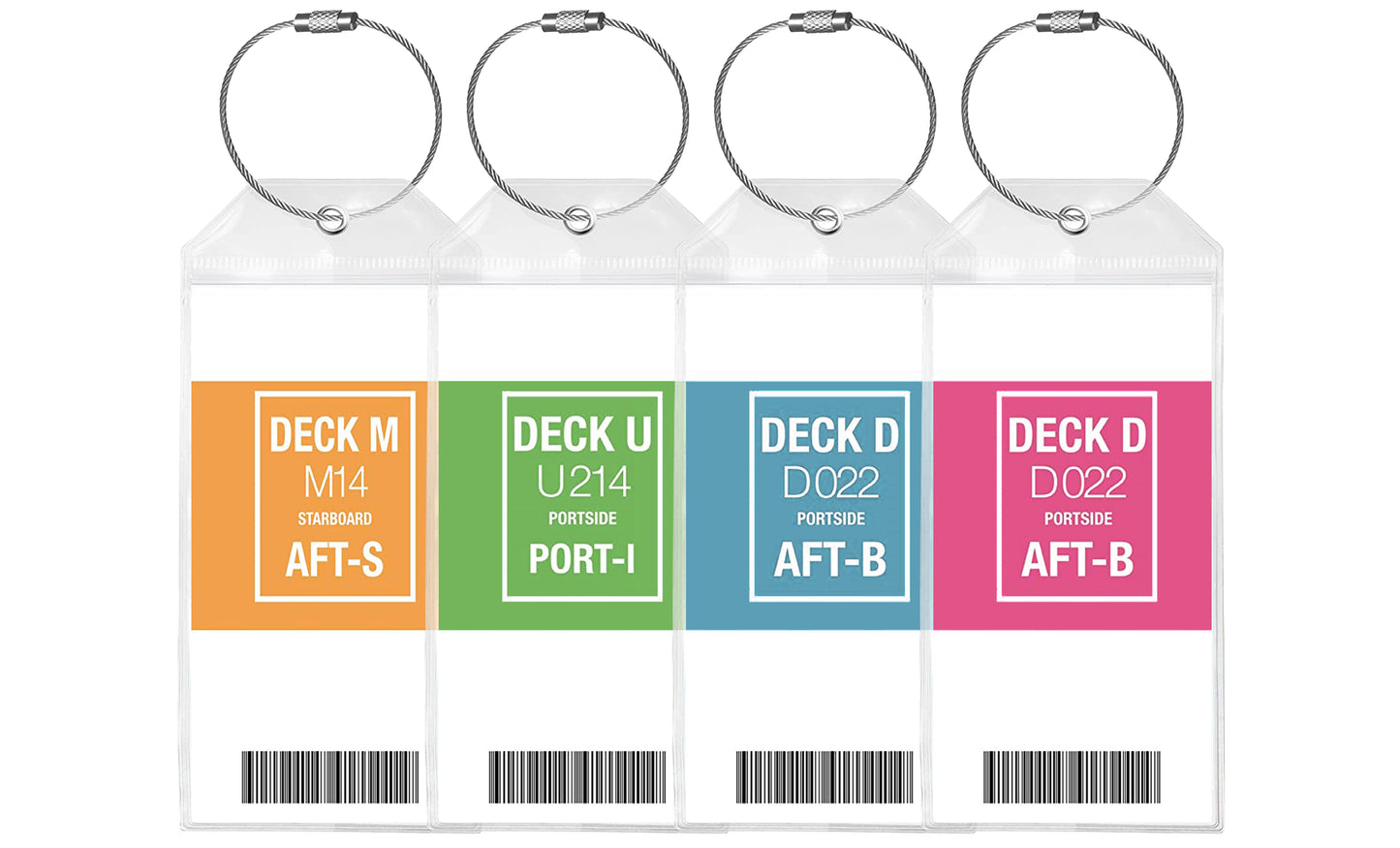 Cruise Luggage Tag Holder Zip Seal & Steel Loops (4-Pack)