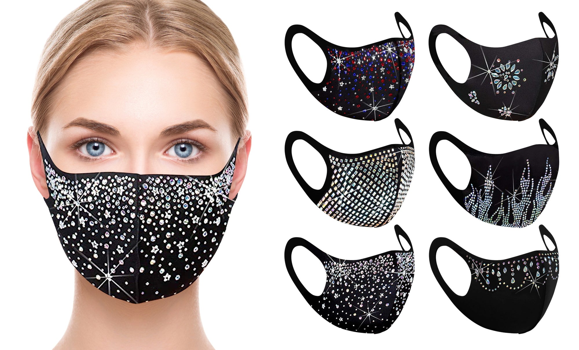 Sparkly Rhinestone Face Mask, Bling Face Mask-Sequin Mask for Women