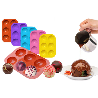 3-Pack: Semi Sphere Silicone Mold, Baking Mold for Making Hot Chocolate Bomb, Cake, Jelly, Dome Mousse