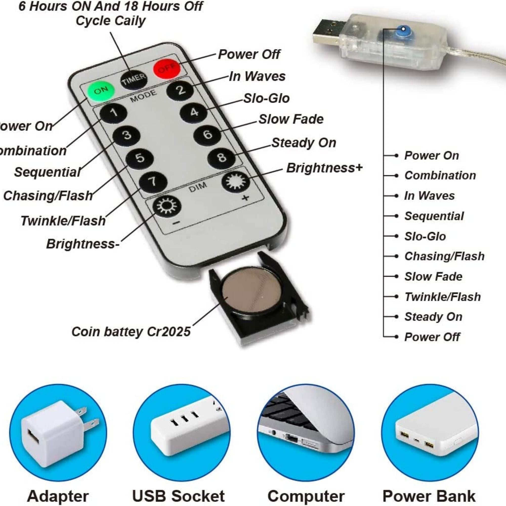 300 Led Window Curtain String Lights with Remote Control - 8 Modes