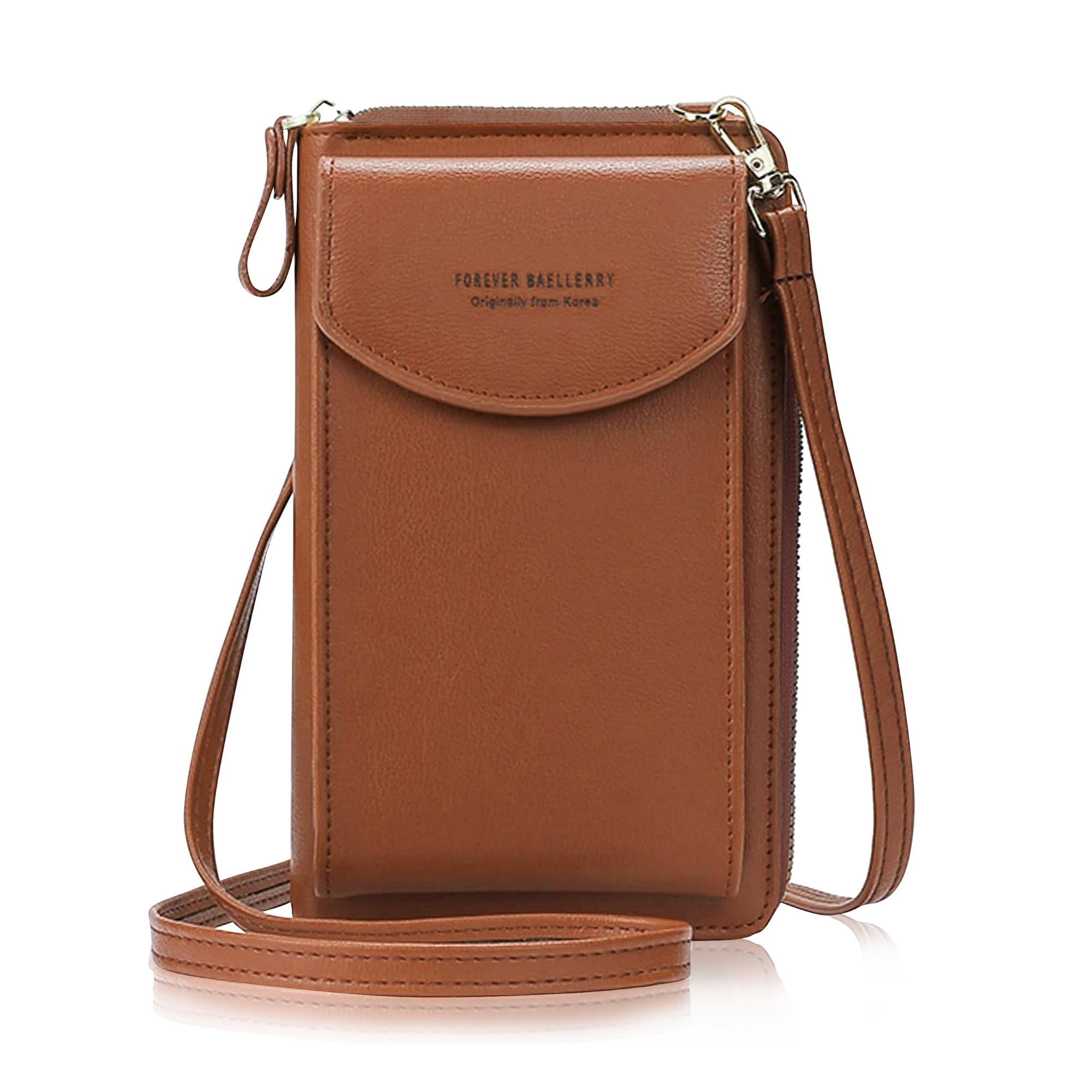 Faux Leather Portable Crossbody Shoulder Bag Cell Phone Purse