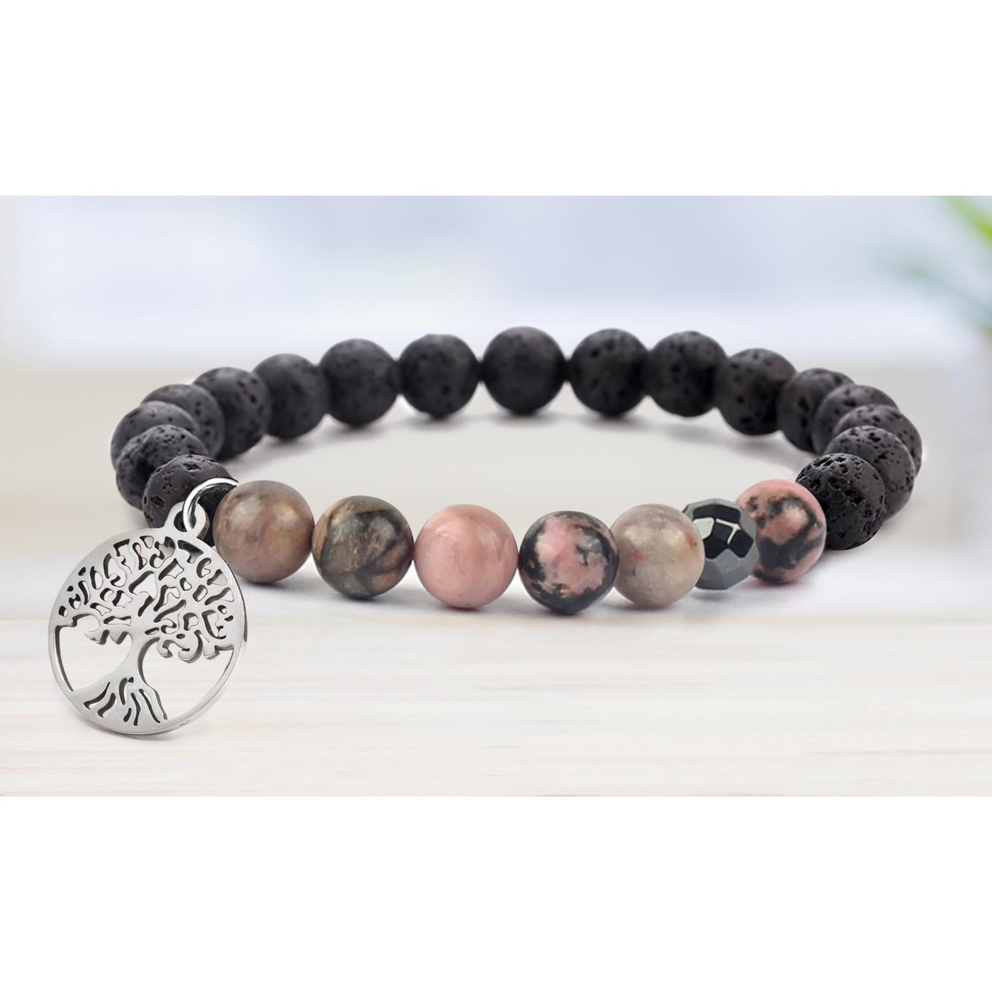 Lava Stone Tree Of Life Diffuser Bracelet with Optional Essential Oils