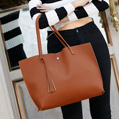 SoCal High-Quality Women's Trendy Faux Leather Tote Bag