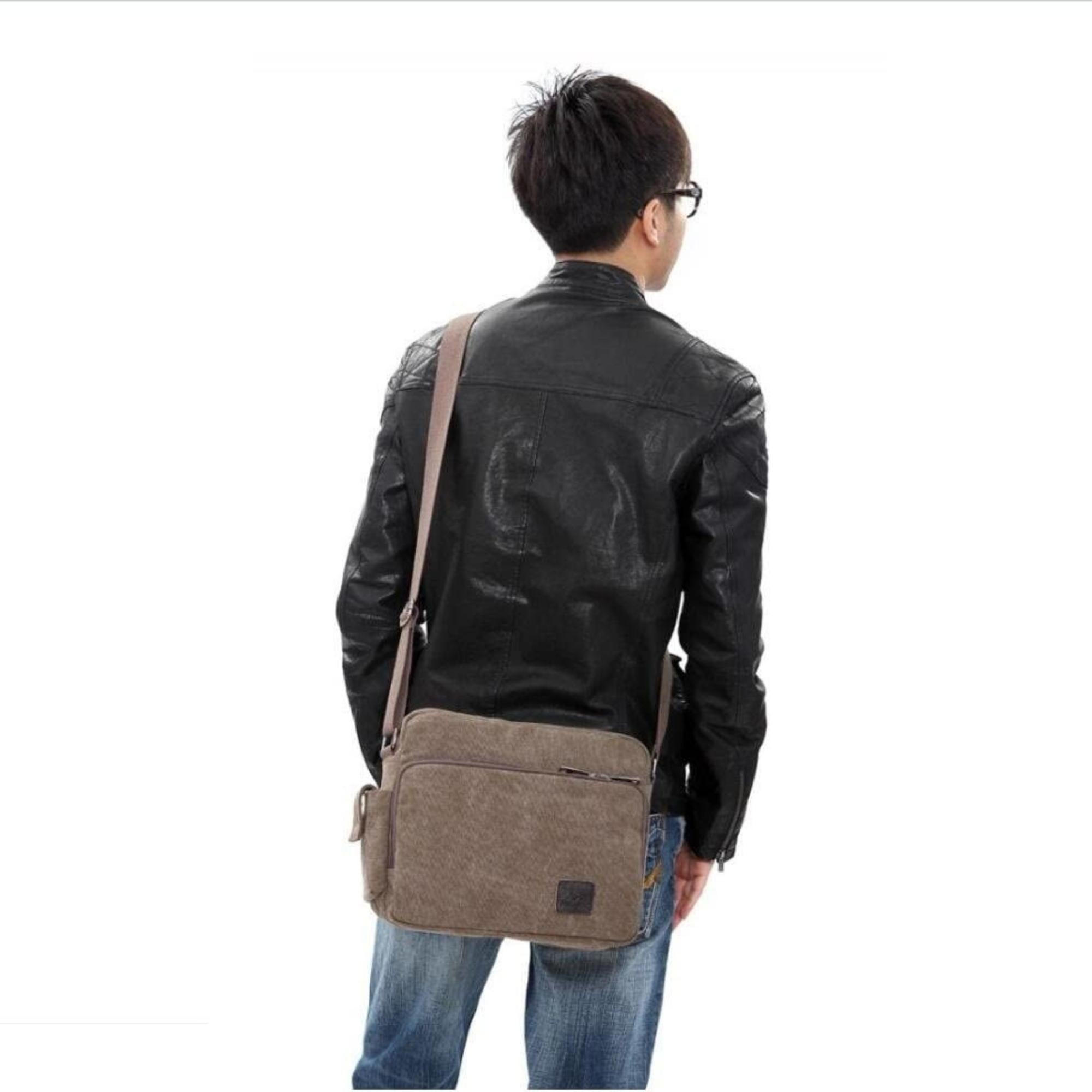 Men's Multifunctional Canvas Messenger Handbag Outdoor Sports Over Shoulder  Crossbody Side Bag