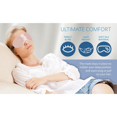 Satin Sleep Eye Mask with Elastic Strap for Comfy Night Sleeping