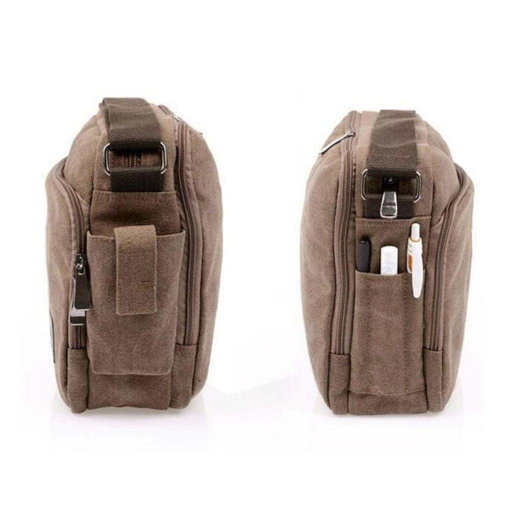 Men's Multifunctional Canvas Messenger Handbag Outdoor Sports Over Shoulder Crossbody Side Bag