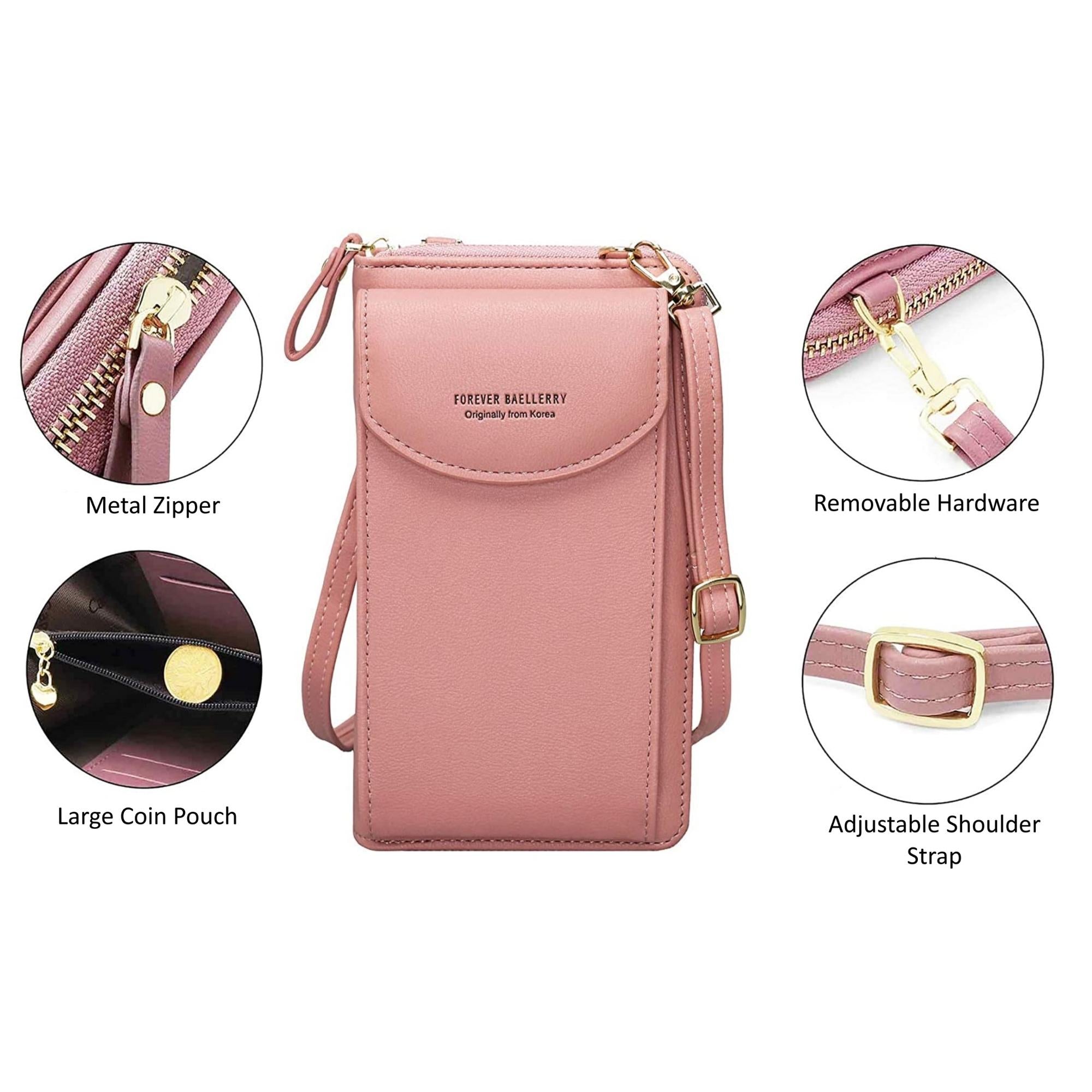 Faux Leather Portable Crossbody Shoulder Bag Cell Phone Purse