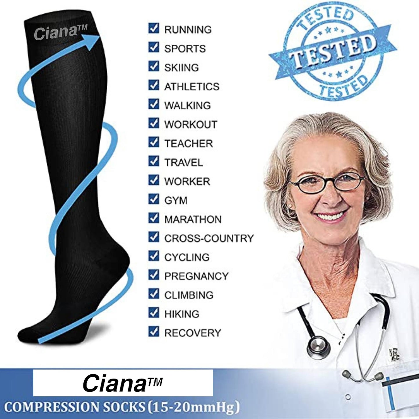 Graduated Compression Support Socks (6-Pack)
