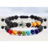 Set of 2: Lava Stone Chakra and Evil Eye Bracelet with Optional Essential Oils