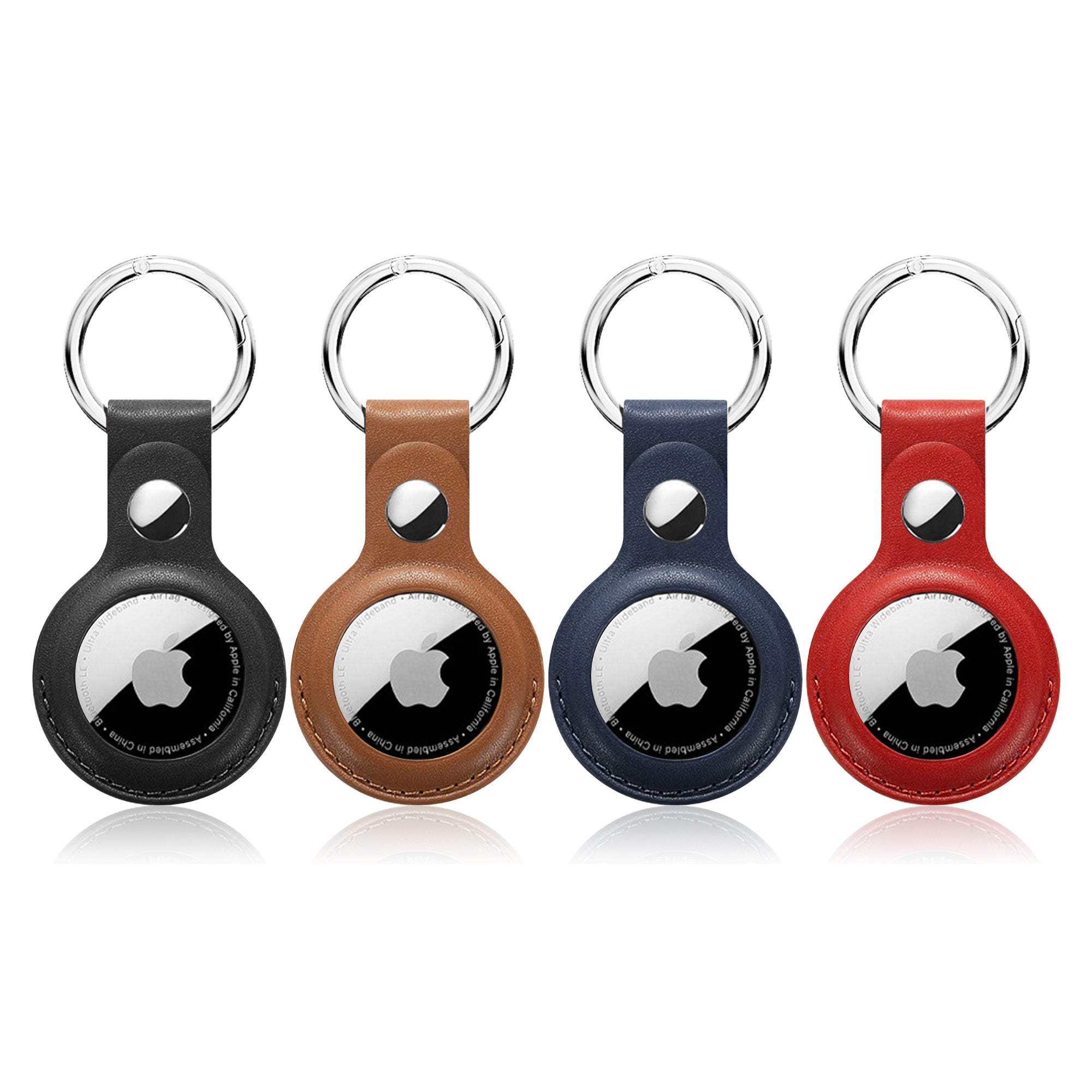 4 Pack Air Tag Holder Keychain for AirTags Holder PU Leather Protective Case Tracker with Loop Key Ring