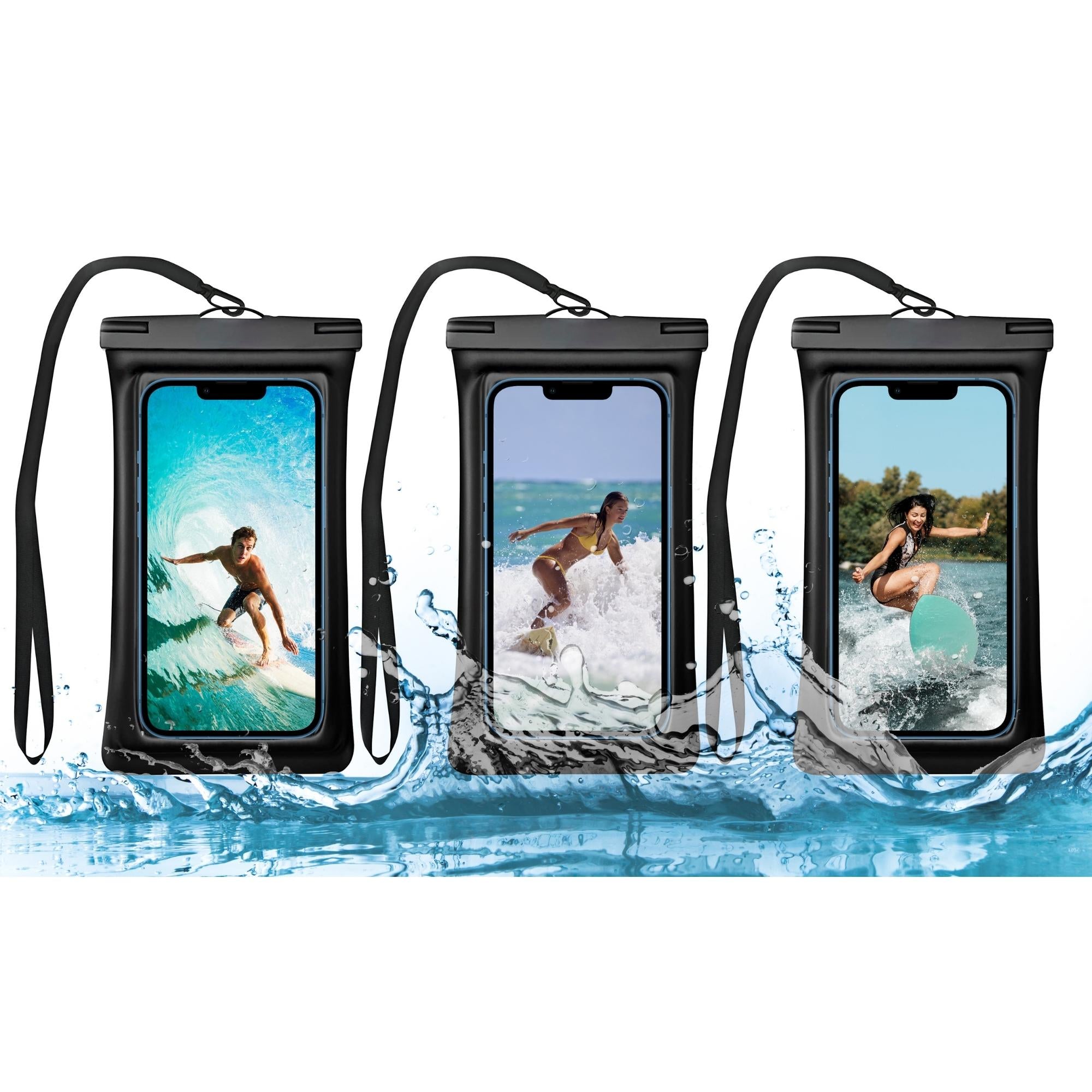 Multipack Waterproof Cellphone Pouch with Neck Cord (3-Pack)