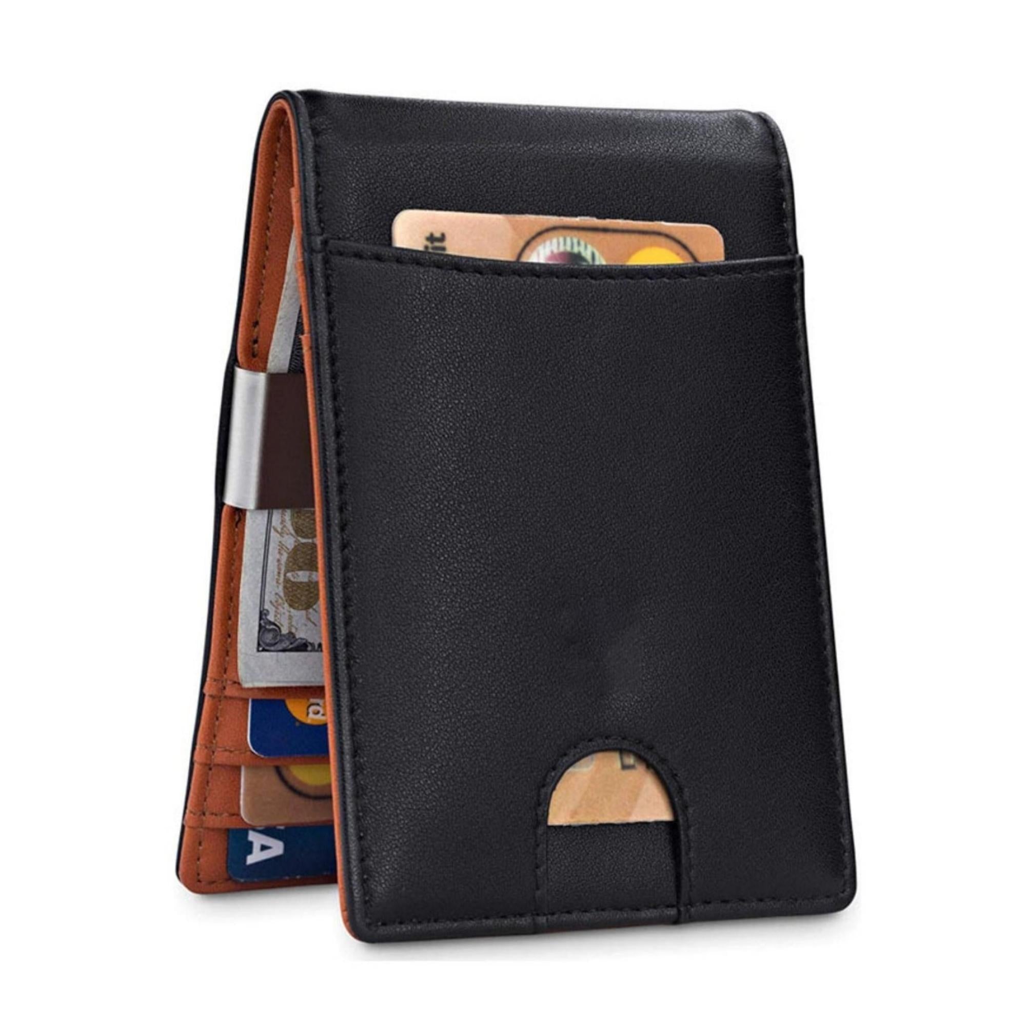 Men Slim Minimalist Wallet with 7 Slots RFID Blocking and Money Clip