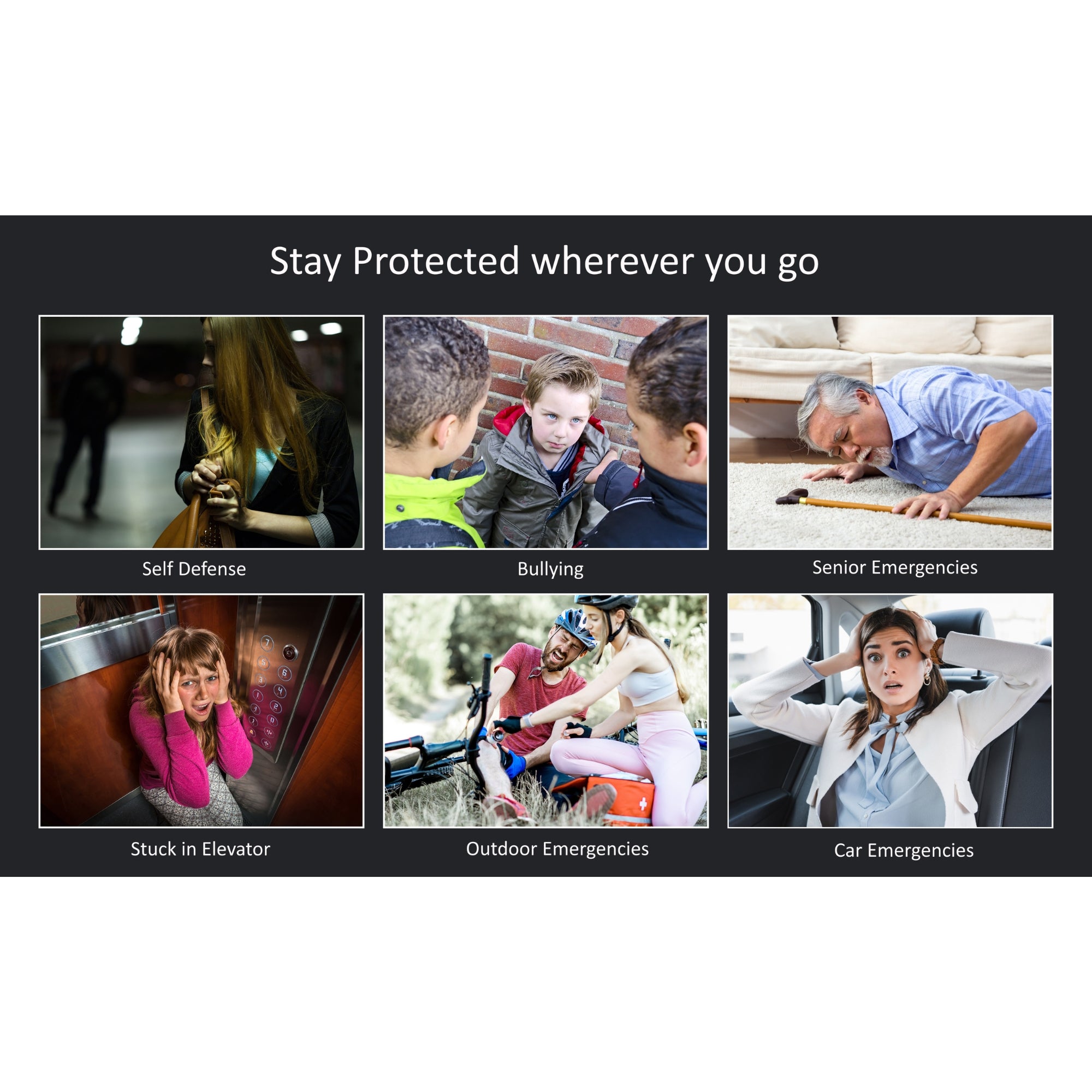 Rechargeable Self-Defense Alarm with High-Decibels and Strobing Light