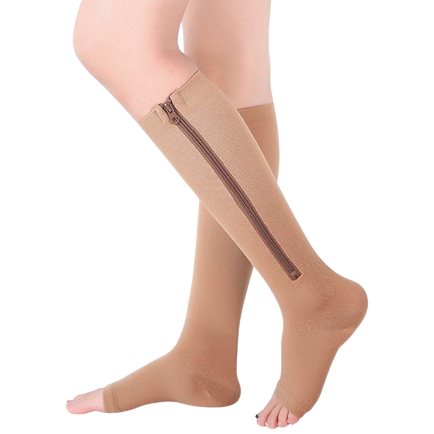 Open Toe Zip-Up Copper Compression Socks (1 or 3 Pack)