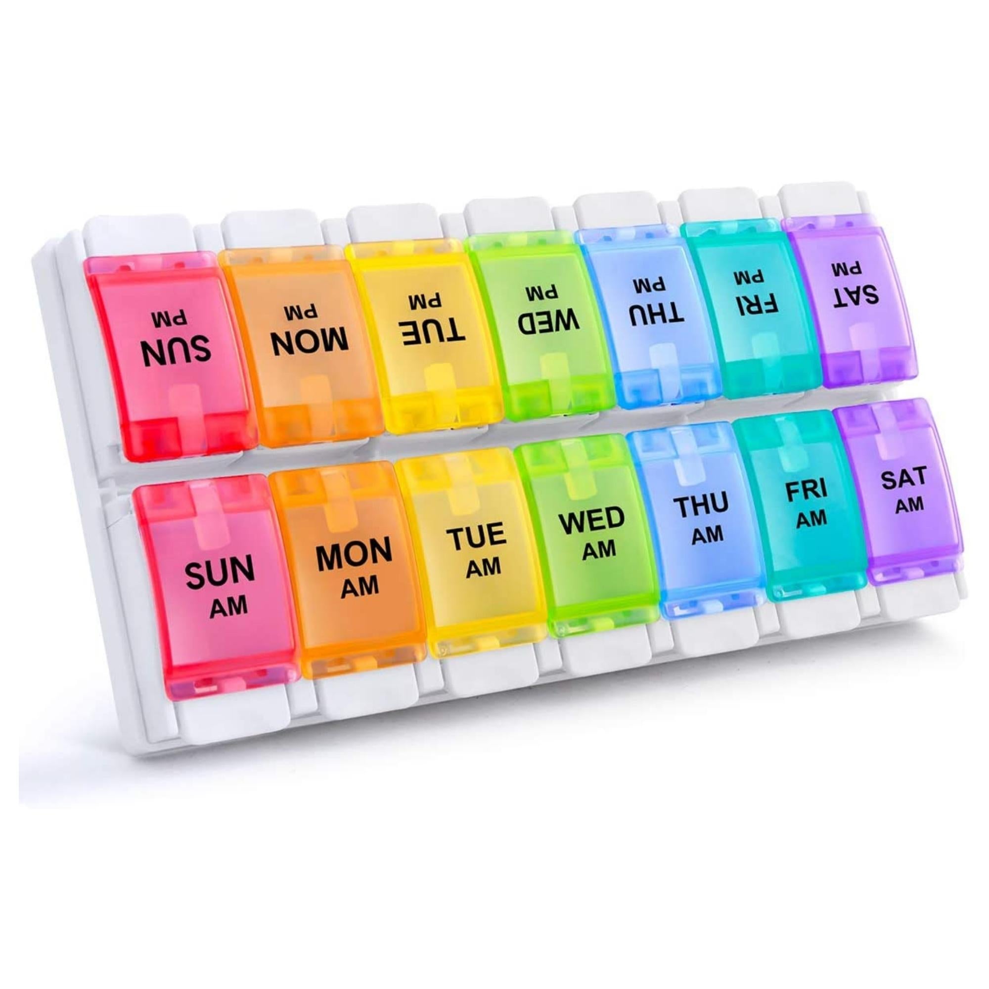 AM PM Weekly 7 Day Colorful Pill Organizer