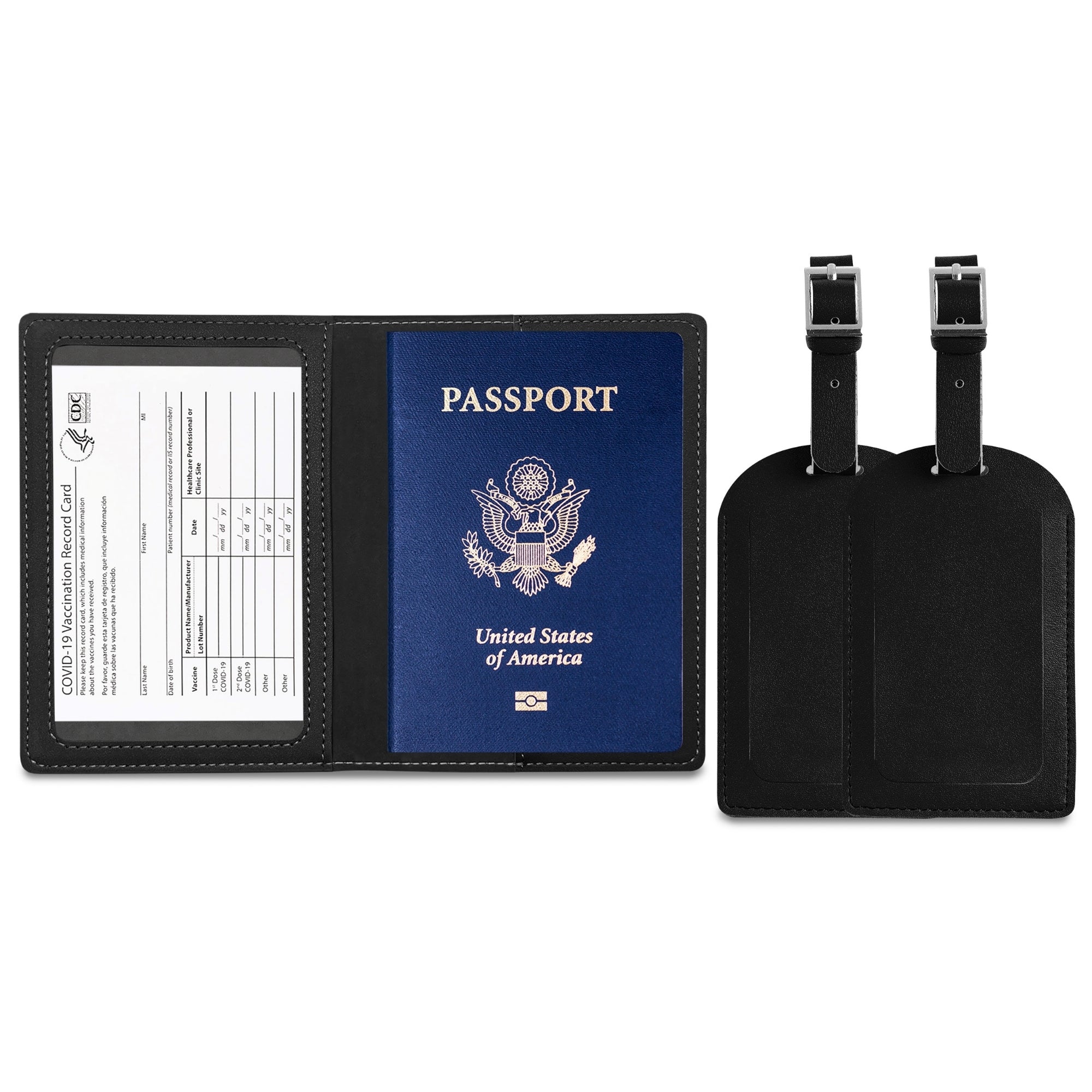 RFID Passport Holder with Travel Luggage Tag (3-Piece Set)